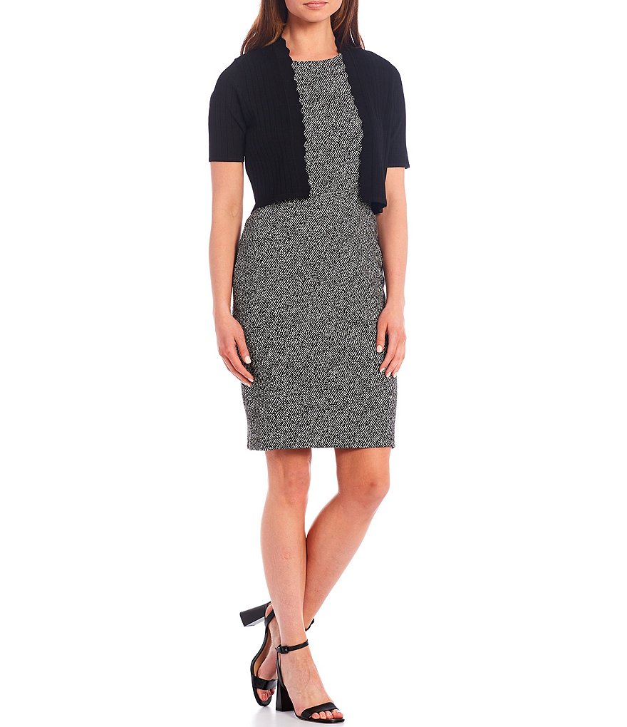 Alex Marie Rosa 3/4 Sleeve Button Front Round Neck Cardigan