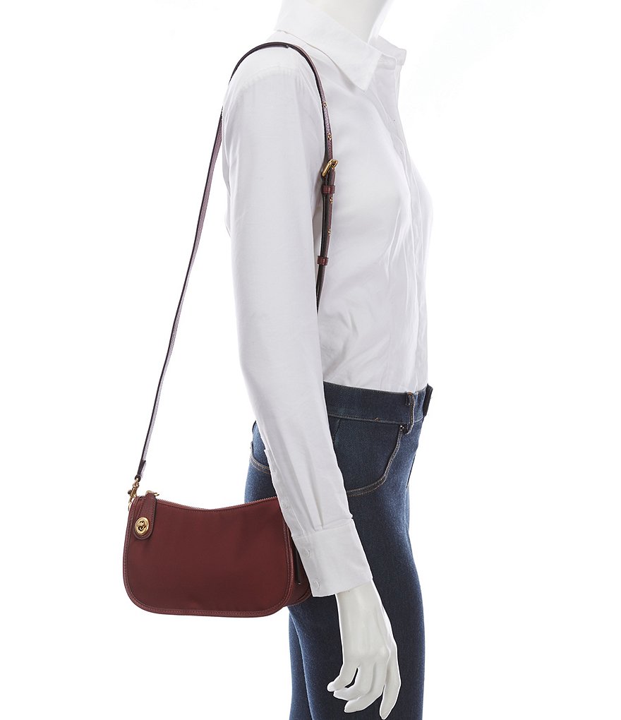COACH Originals Swinger Nylon and Pebble Leather Shoulder Bag