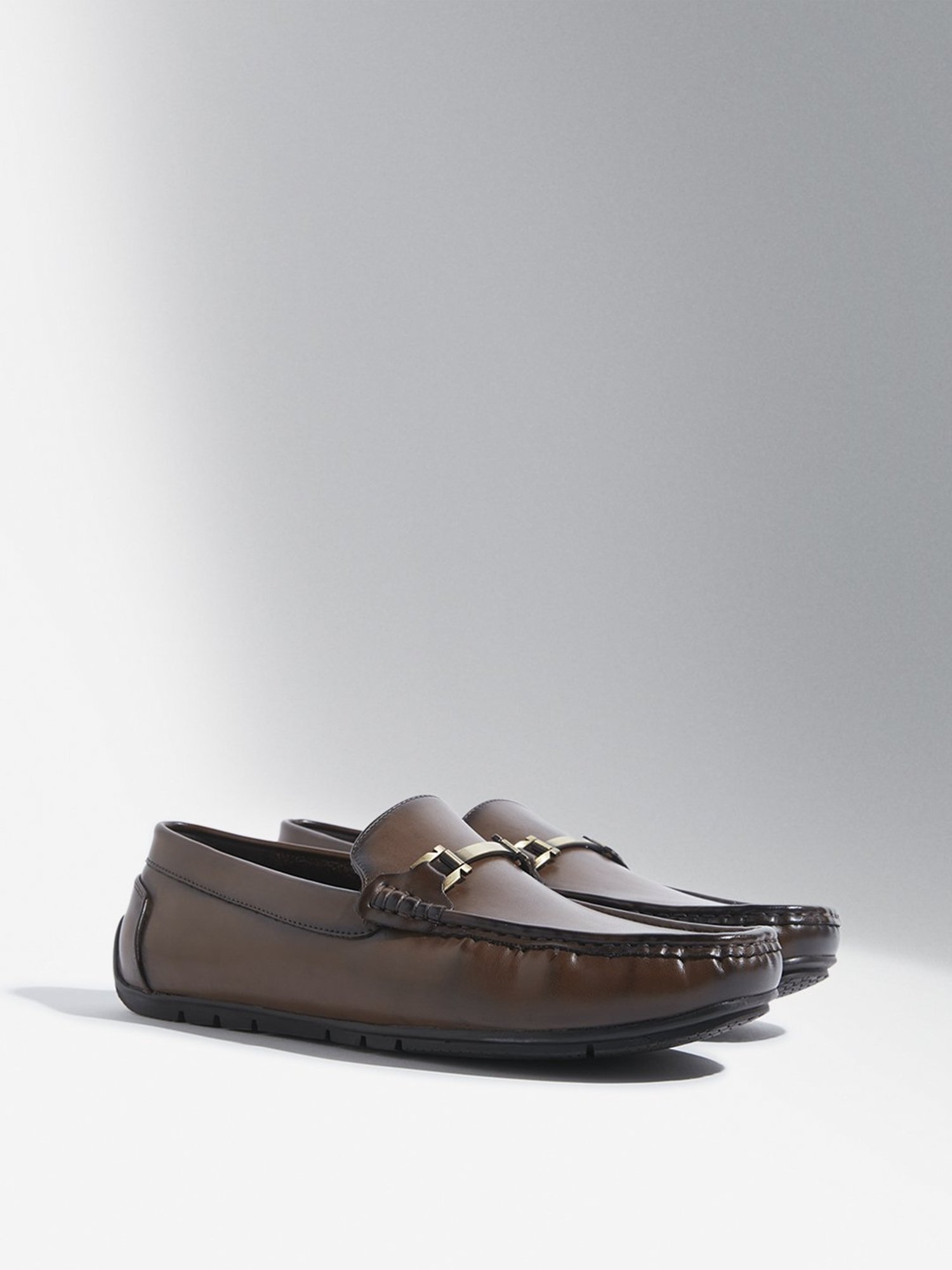 SOLEPLAY by Westside Dark Tan Metal-Detailed Loafers