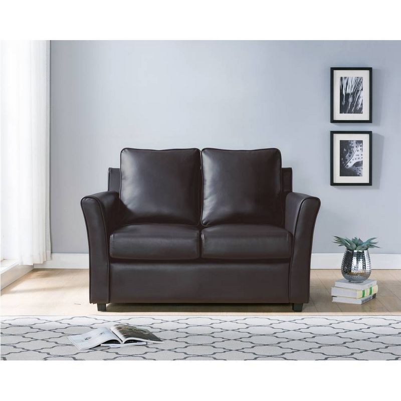 Druld Tufted Loveseat Tufted Leather Brown - Inspire Q