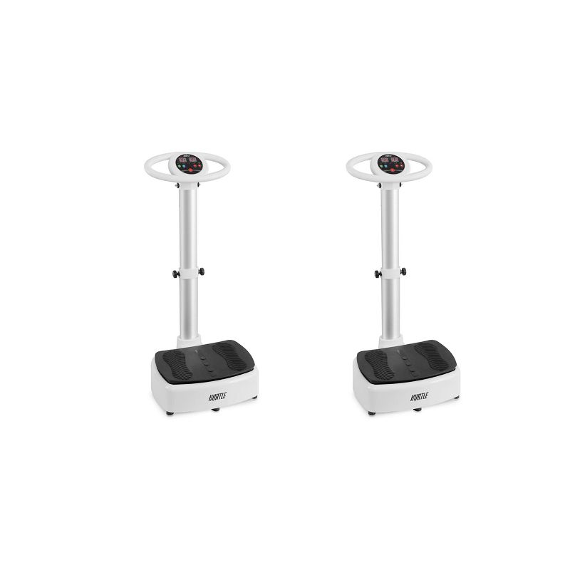 Hurtle HURVBTR63 Standing Oscillating Vibration Platform Full Body Exercise Machine Home Workout Trainer w/ Adjustable Settings, White (2 Pack)