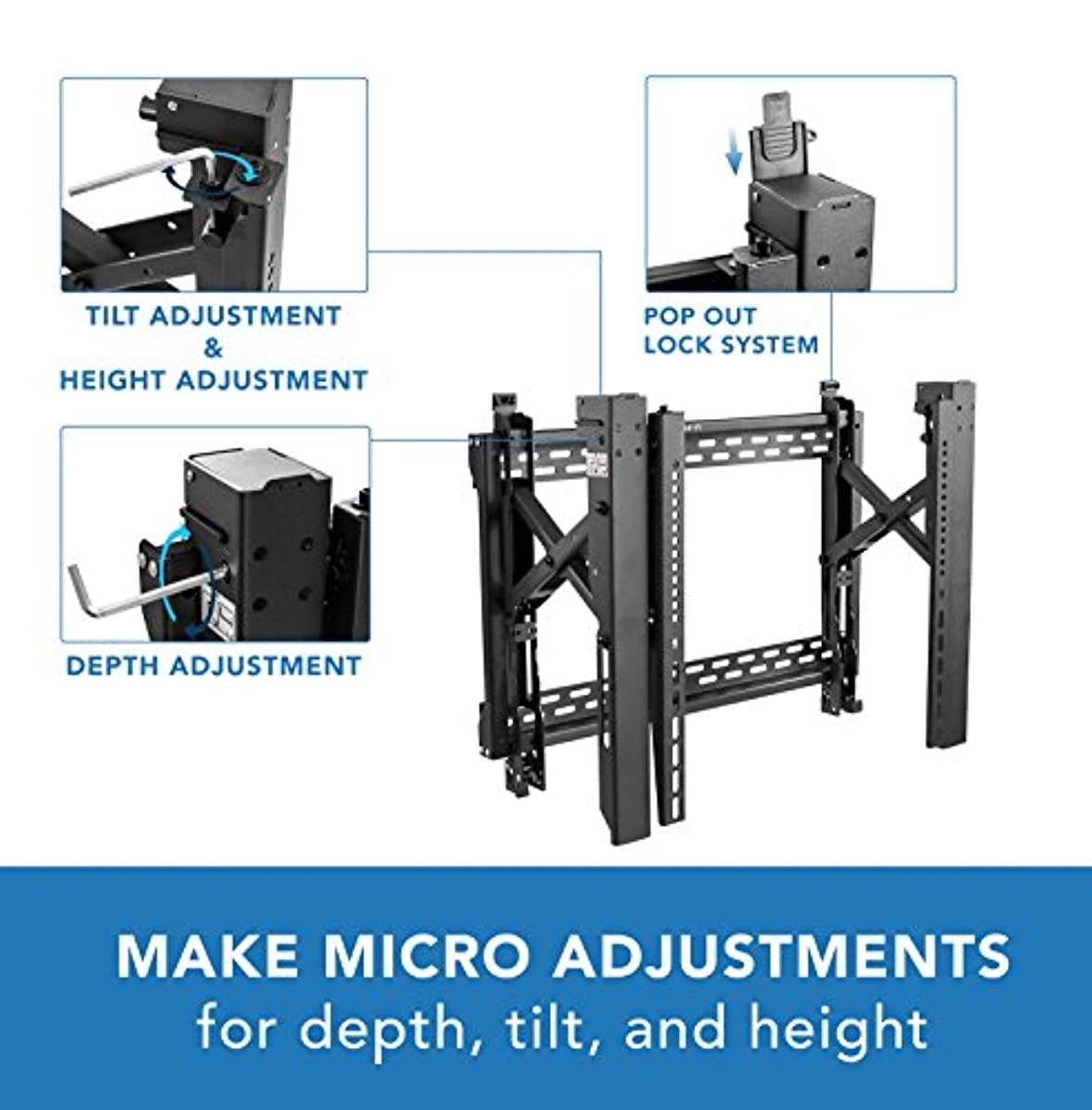 Mount-It! Pop Out Video Wall Mount, Digital Signage TV Menu Board Mount for 32 to 70" TVs, Up to VESA 600x400, Commercial Grade 154 Lbs Capacity