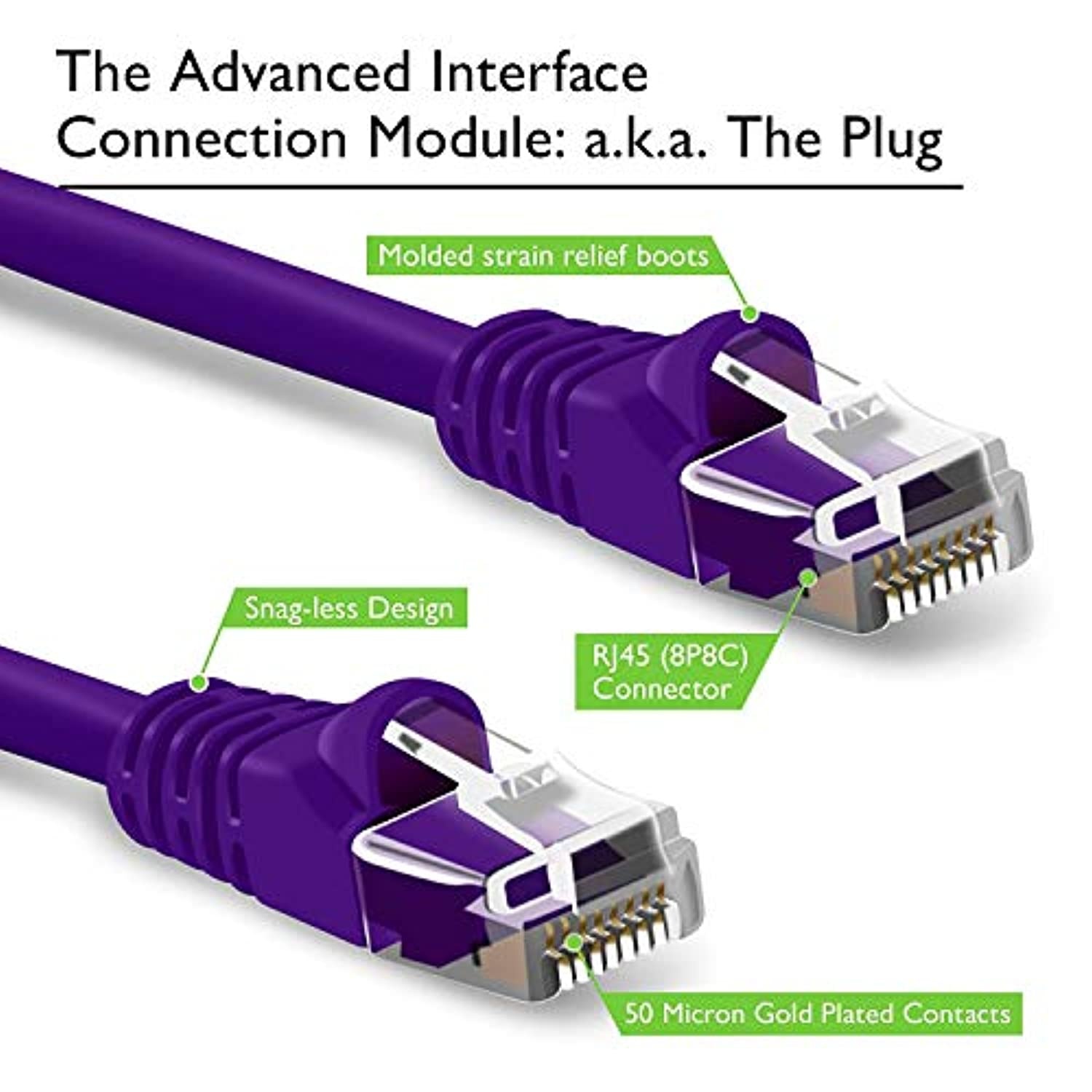 GearIT 10 Pack, Cat 6 Ethernet Cable Cat6 Snagless Patch 7 Feet - Computer LAN Network Cord, Purple - Compatible with 10 Port Switch POE 10port Gigabit