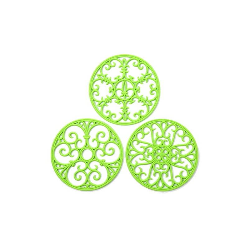 Trivet Mat - Non-Slip & Heat Resistant Kitchen Hot Pads for Countertops & Table - Kitchen Trivets for Hot Dishes & Cookware - Hot Pot Holder for Pots & Pans - Lime Green,Set of 3