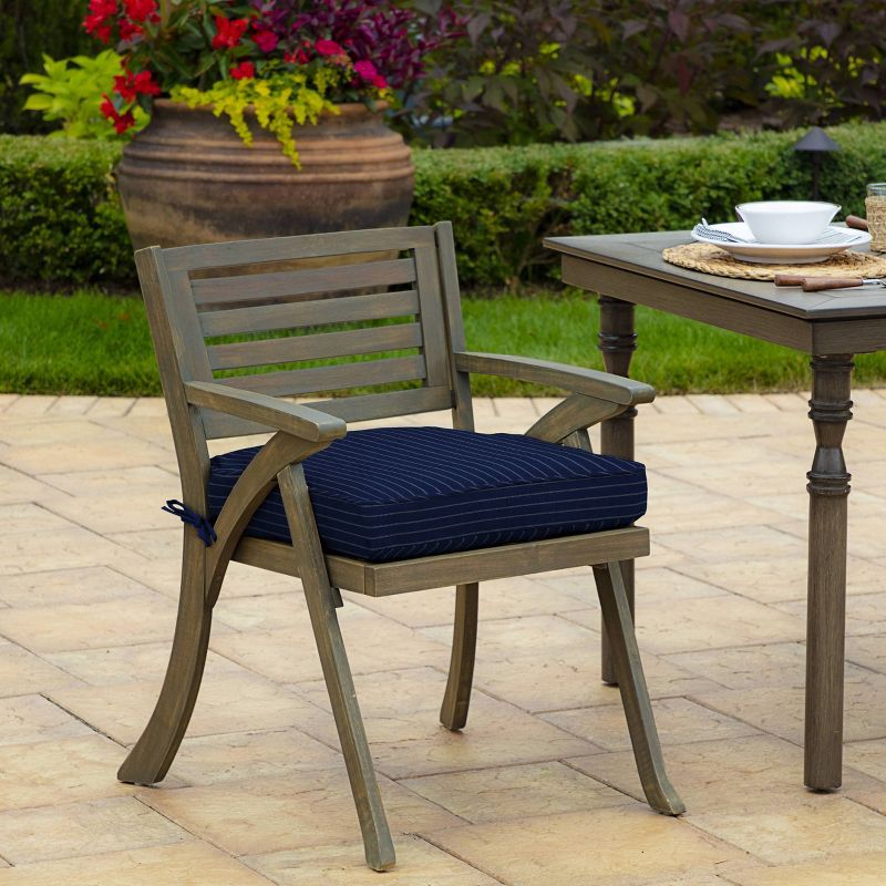 2pk Woven Stripe Outdoor Seat Cushions Blue - Arden Selections