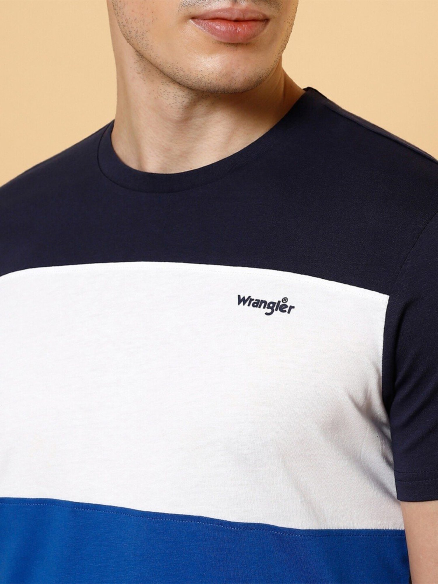 Wrangler Multi Cotton Regular Fit Colour Block T-Shirt