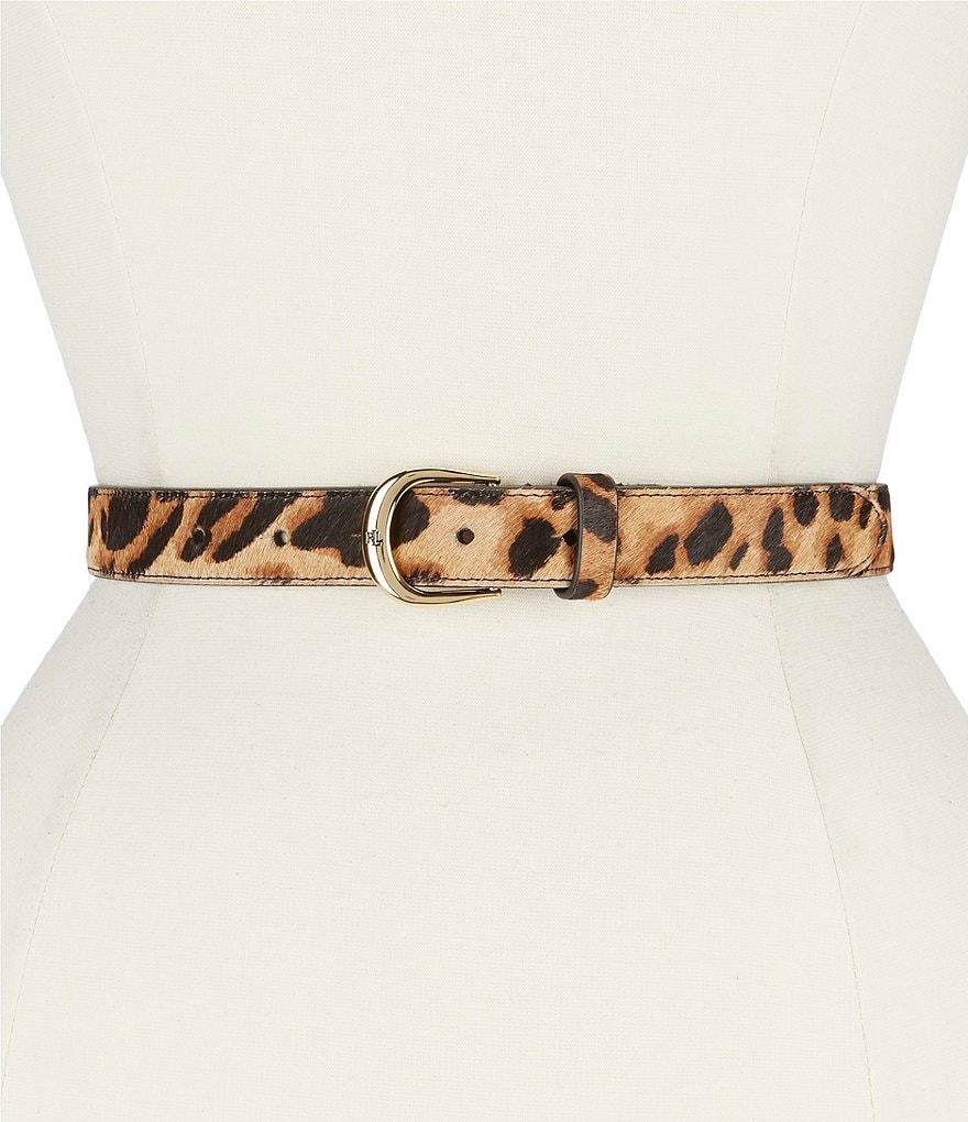Women's Leopard Print Faux Hair Belt - Universal Thread™ Brown 2X