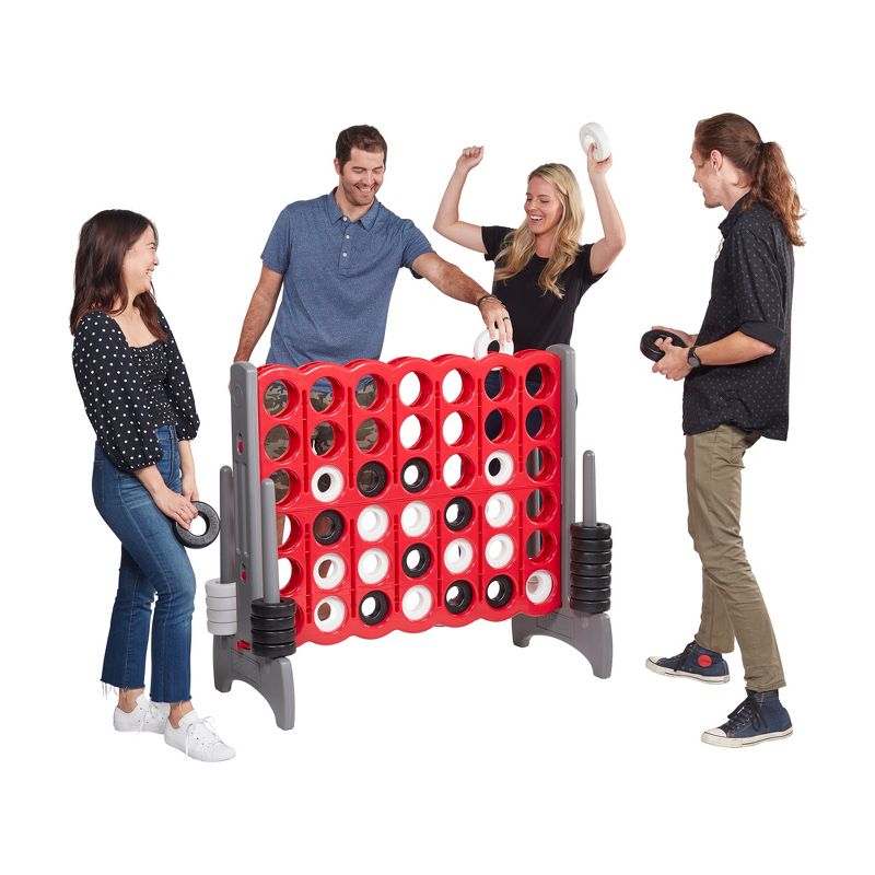 ECR4Kids Jumbo 4-to-Score Giant Game with Carry Bag, Lawn Game, Connect-All-4 - Red and Grey