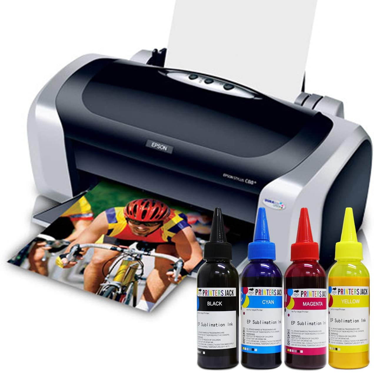 Printers Jack 400ML Sublimation Ink Refill for Epson C88 C88+ WF7710 ET2720 ET15000 WF3640 WF7110 WF7210 WF3610 Inkjet Printers Heat Press Transfer on Mugs, Plates, Polyester Shirts, Phone Cases etc