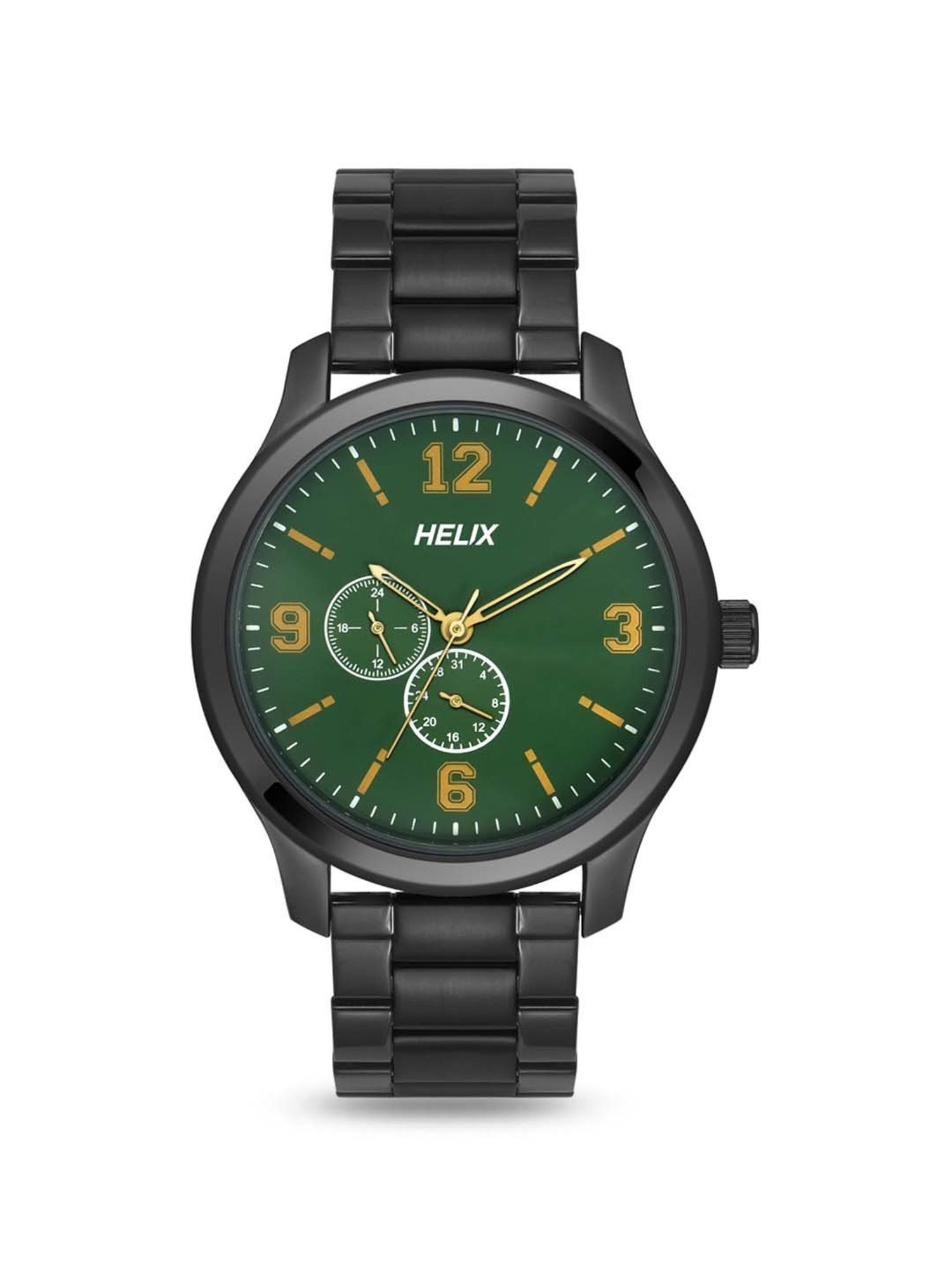 Helix By Timex Green Round Dial Analog Stainless Steel Men Watch - TW043HG19
