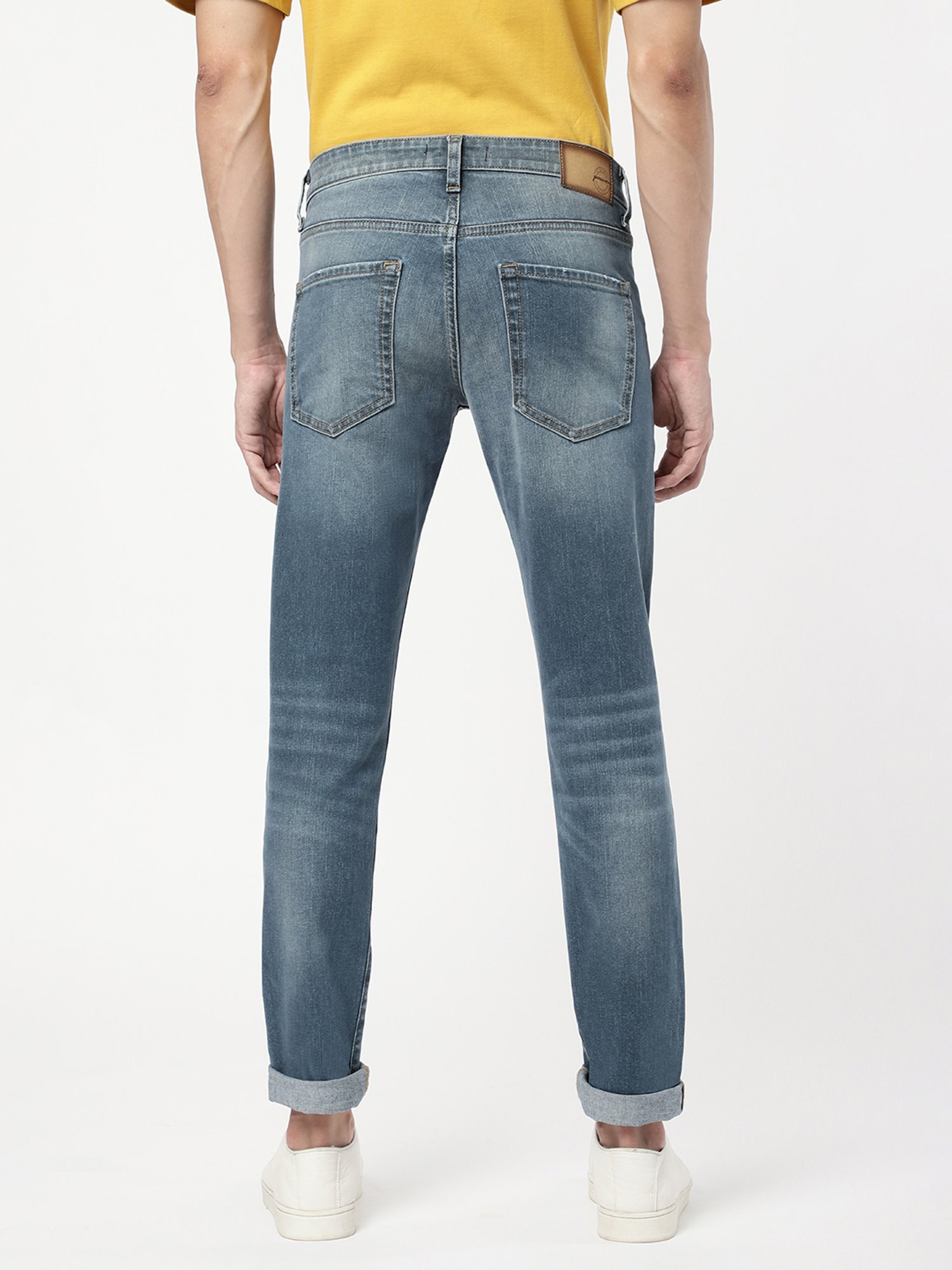 Passion Blue Slim Fit Lightly Washed Distressed Jeans