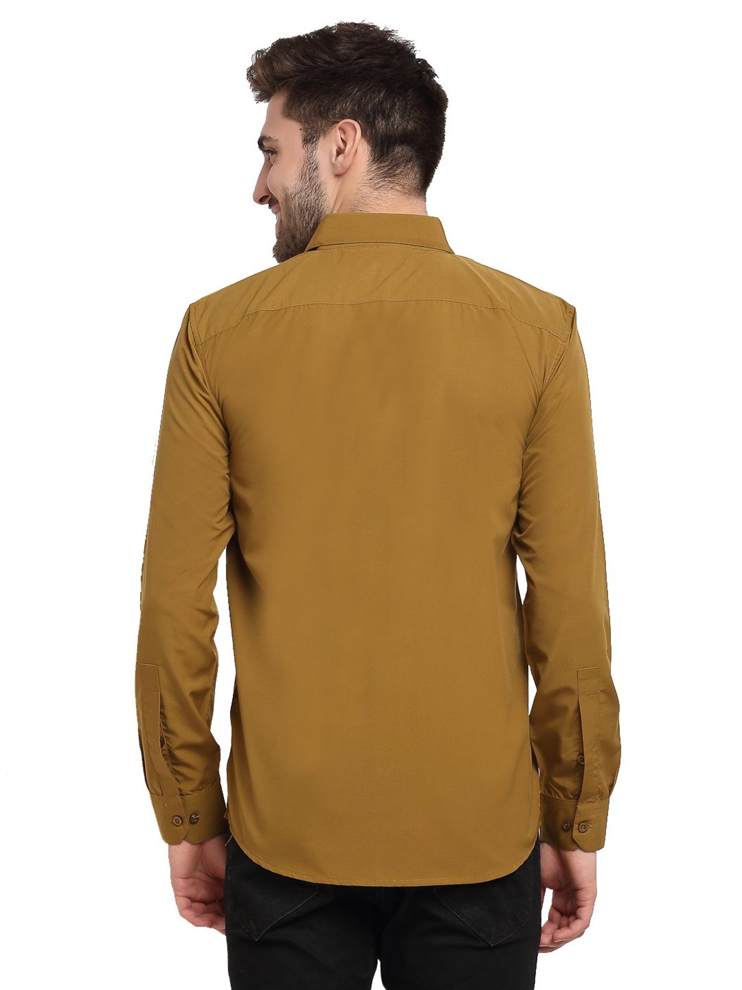 Jainish Mustard Cotton Slim Fit Shirt