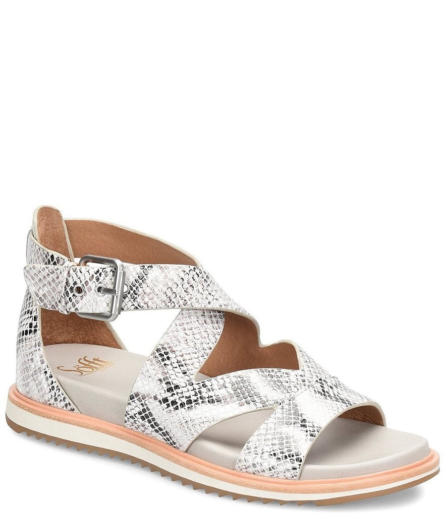 Sofft Mirabelle II Snake Print Leather Criss-Cross Sporty Sandals