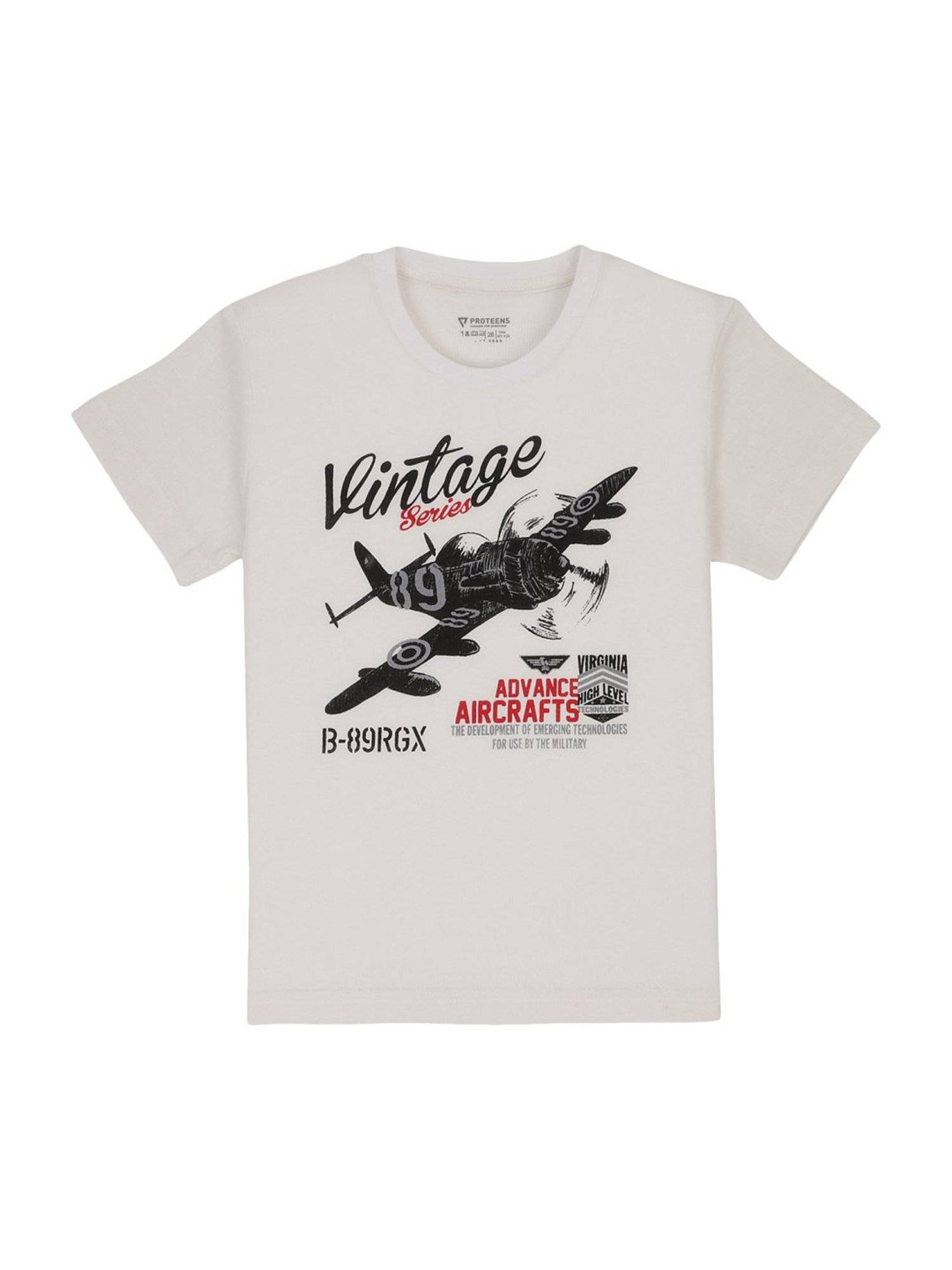 Proteens Kids White Cotton Printed T-Shirt