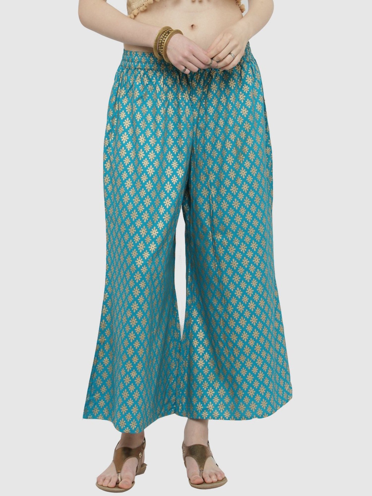 KSUT Teal Green Printed Palazzos