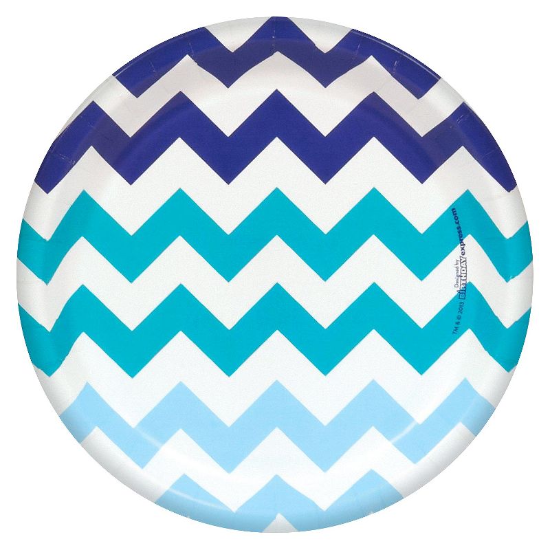 8ct Chevron Dessert Plates Blue