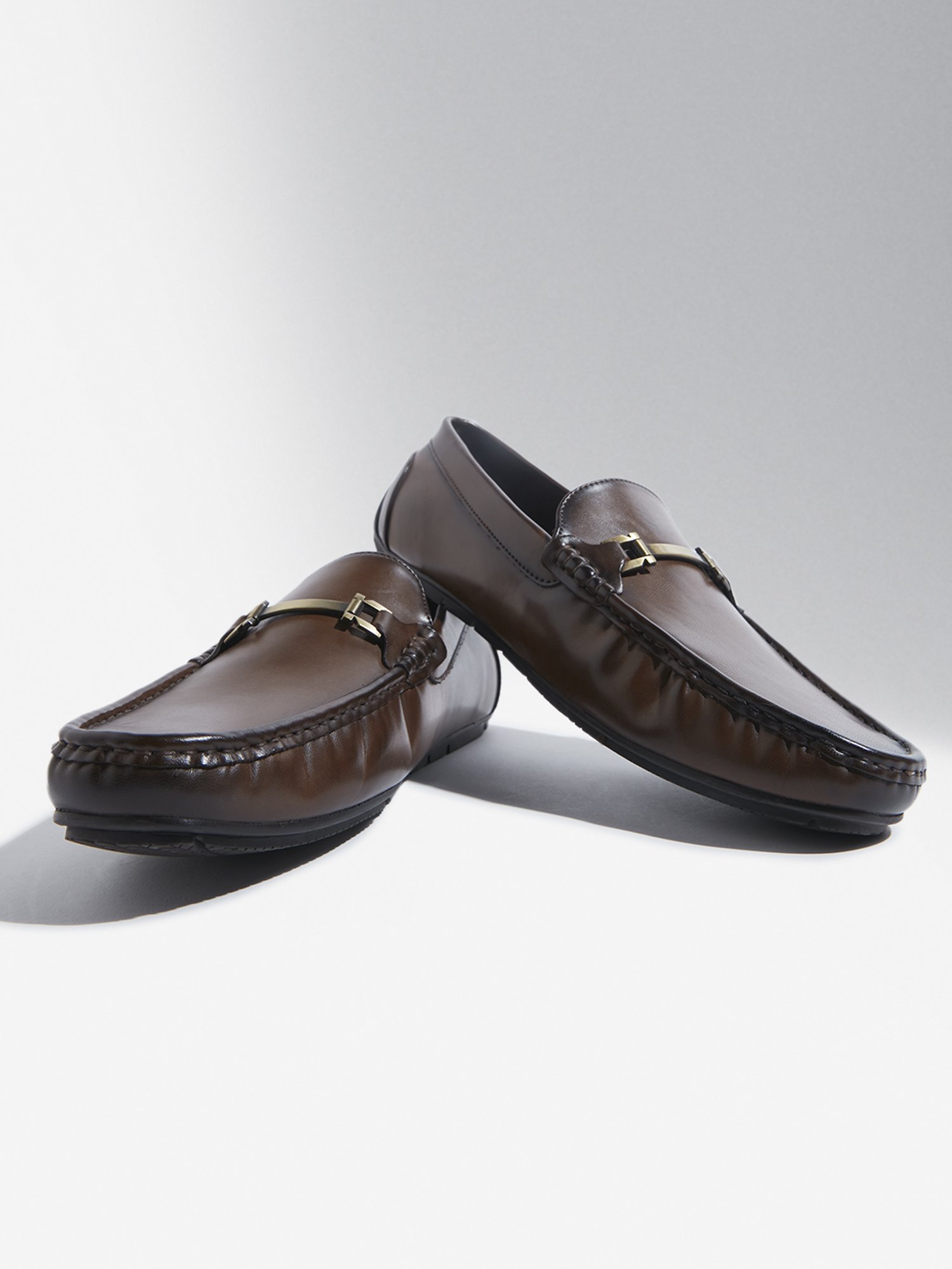SOLEPLAY by Westside Dark Tan Metal-Detailed Loafers