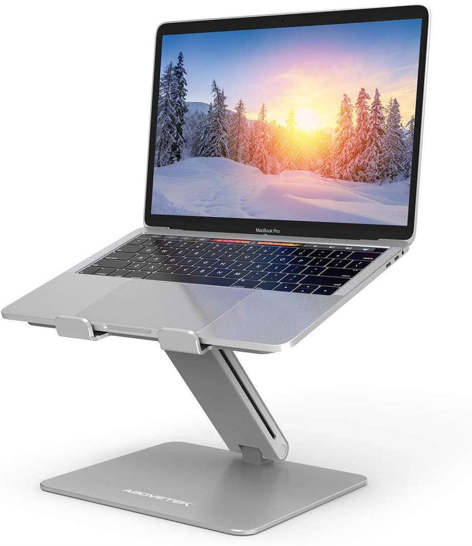 Laptop Stand, AboveTEK Adjustable Computer Riser for Desk, Compatible with Mac MacBook Pro Air Notebook, Up to 17 inches, Supports Up to 44 Lbs -Silver