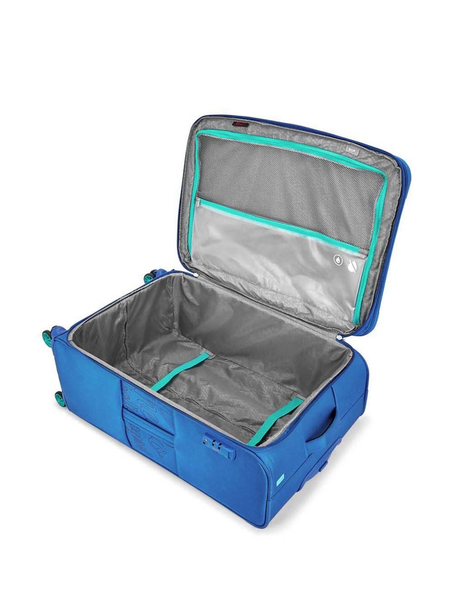 VIP Lucern Str Exp Blue Color Block Soft Large Trolley Bag - 47.2 cm