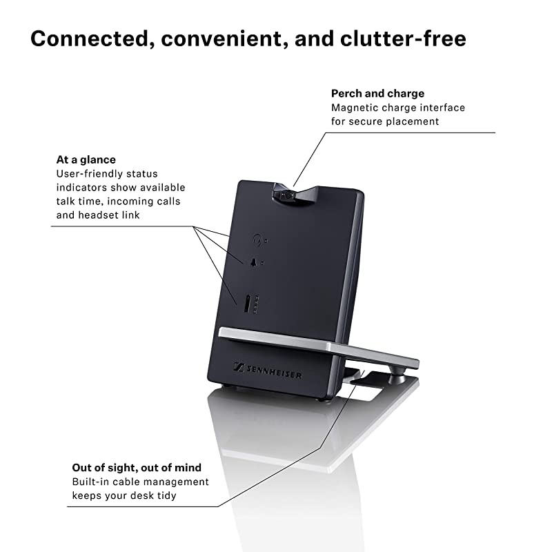 D 10 Phone (506410) Single-Sided Wireless DECT Headset for Direct Desk Phone Connection, with Noise Cancelling Microphone (Black)