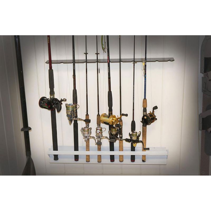 Viking Solutions VFR002 11 Rod Wall Mounted 2 Piece Powder Coat Steel Vertical Fishing Rod and Reel Holder Rack