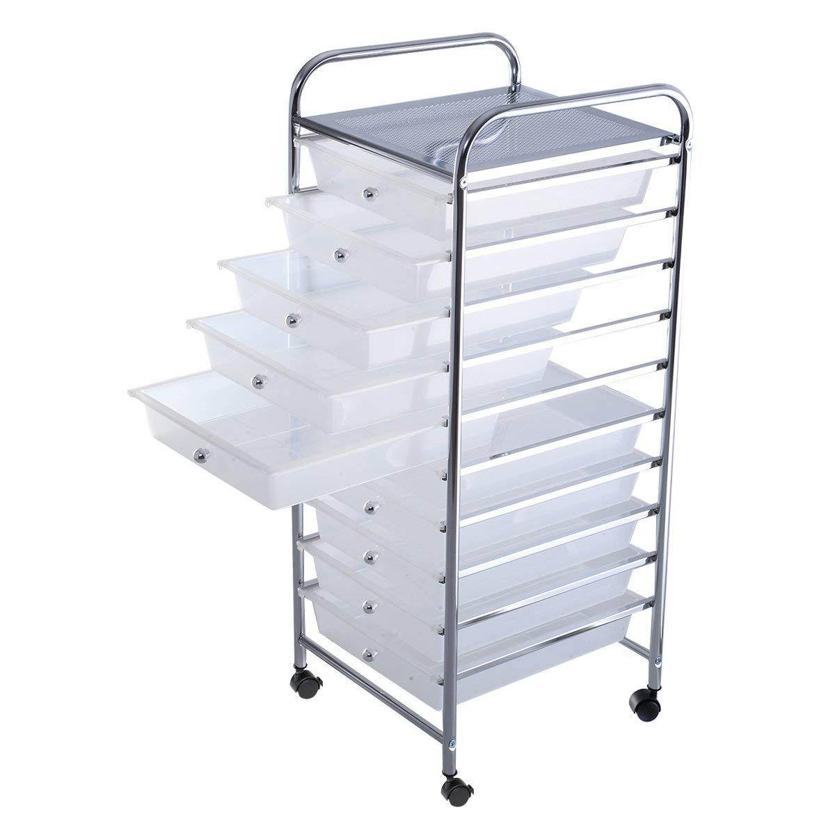 NEW 10 Drawer Rolling Storage Cart Scrapbook Paper Office School Organizer Clear