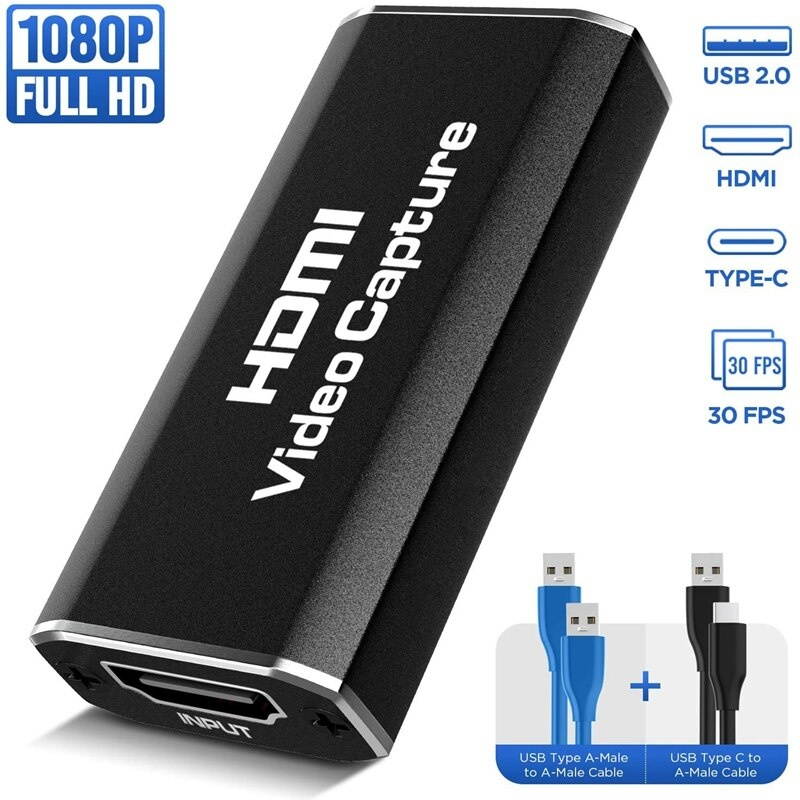 o Video Capture Cards HDMI to USB 2.0 High Definition 1080P/30Hz, for Gaming Streaming Live Broadcasting Teaching