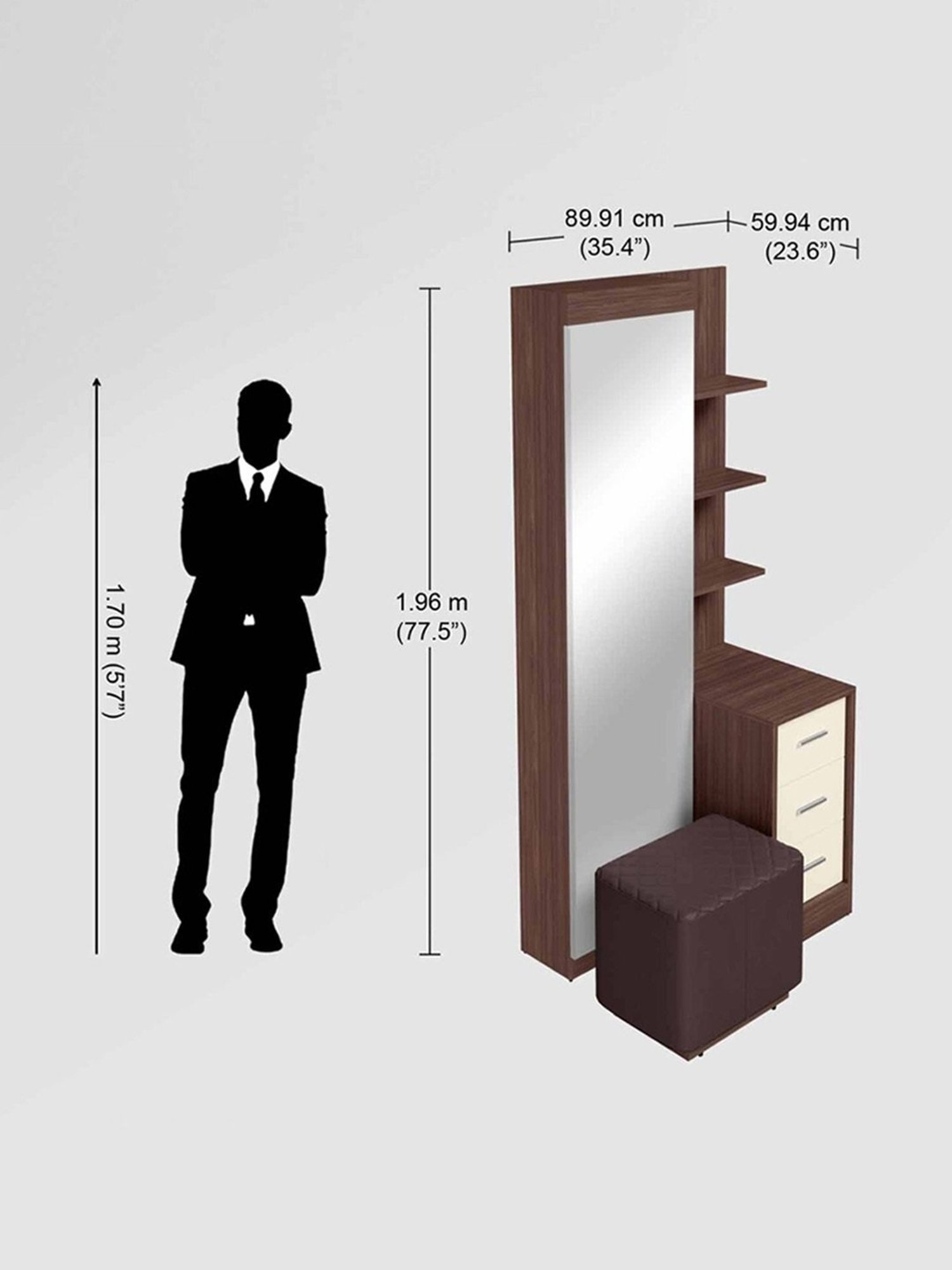 Godrej Interio Aero Valigny Oak Engineered Wood Standerd Dressing Table