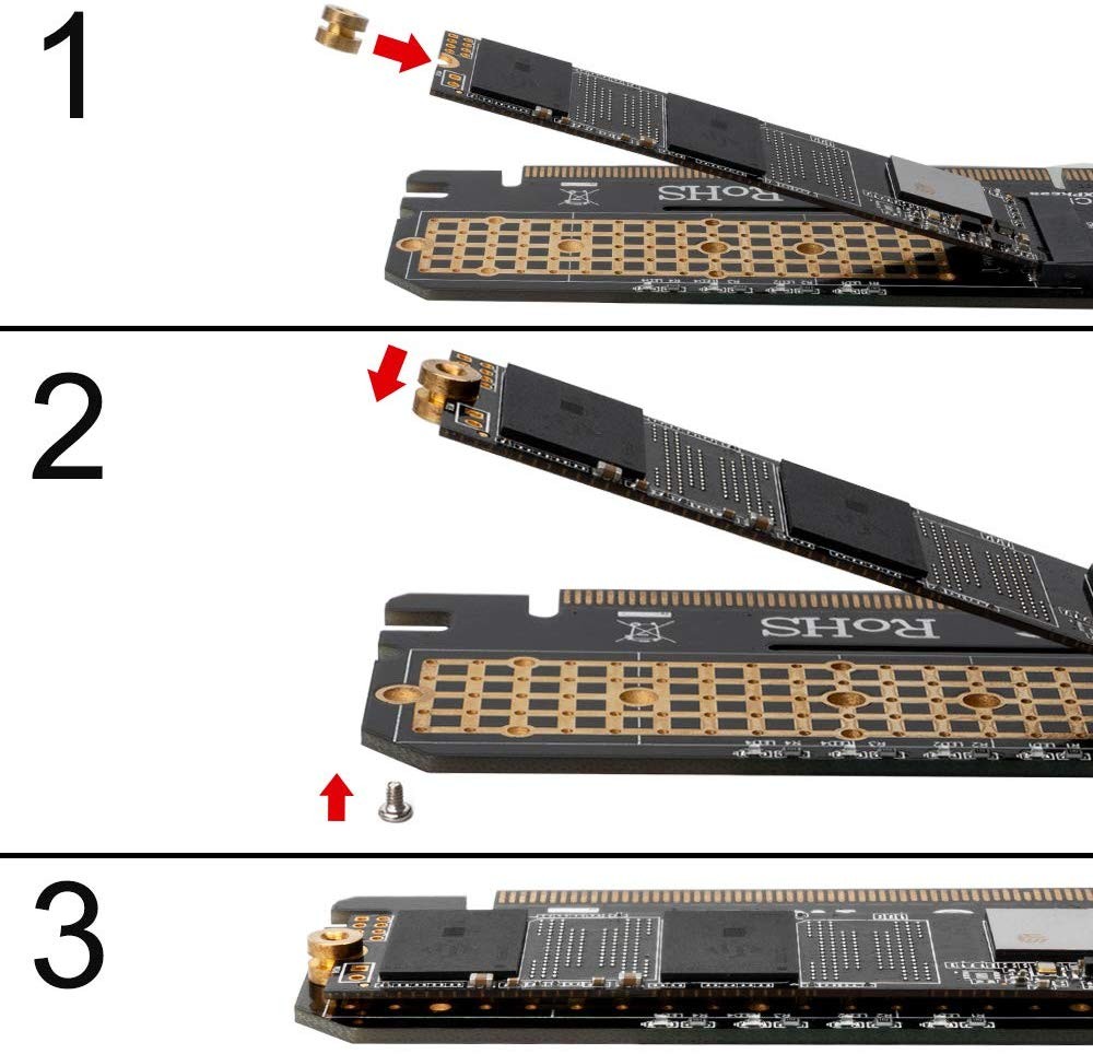 [Upgraded] NVME Adapter with Heat Sink, High Performance PCI Express 3.0 x4 to M.2 PCIe SSD (Key M) Card, Support PCIe x4 x8 x16 Slot