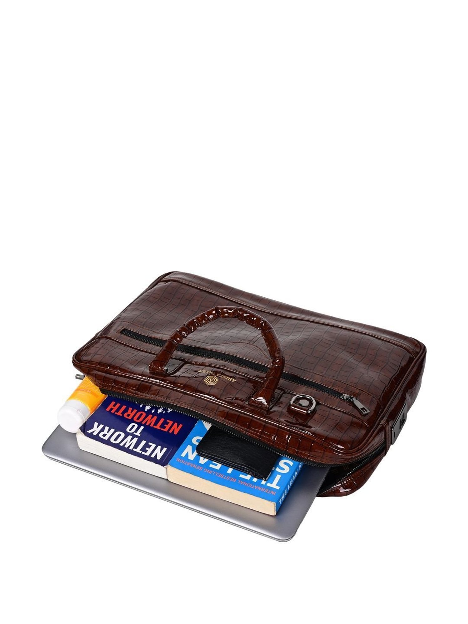 Arista Vault Brown PU Medium Laptop Messenger Bag