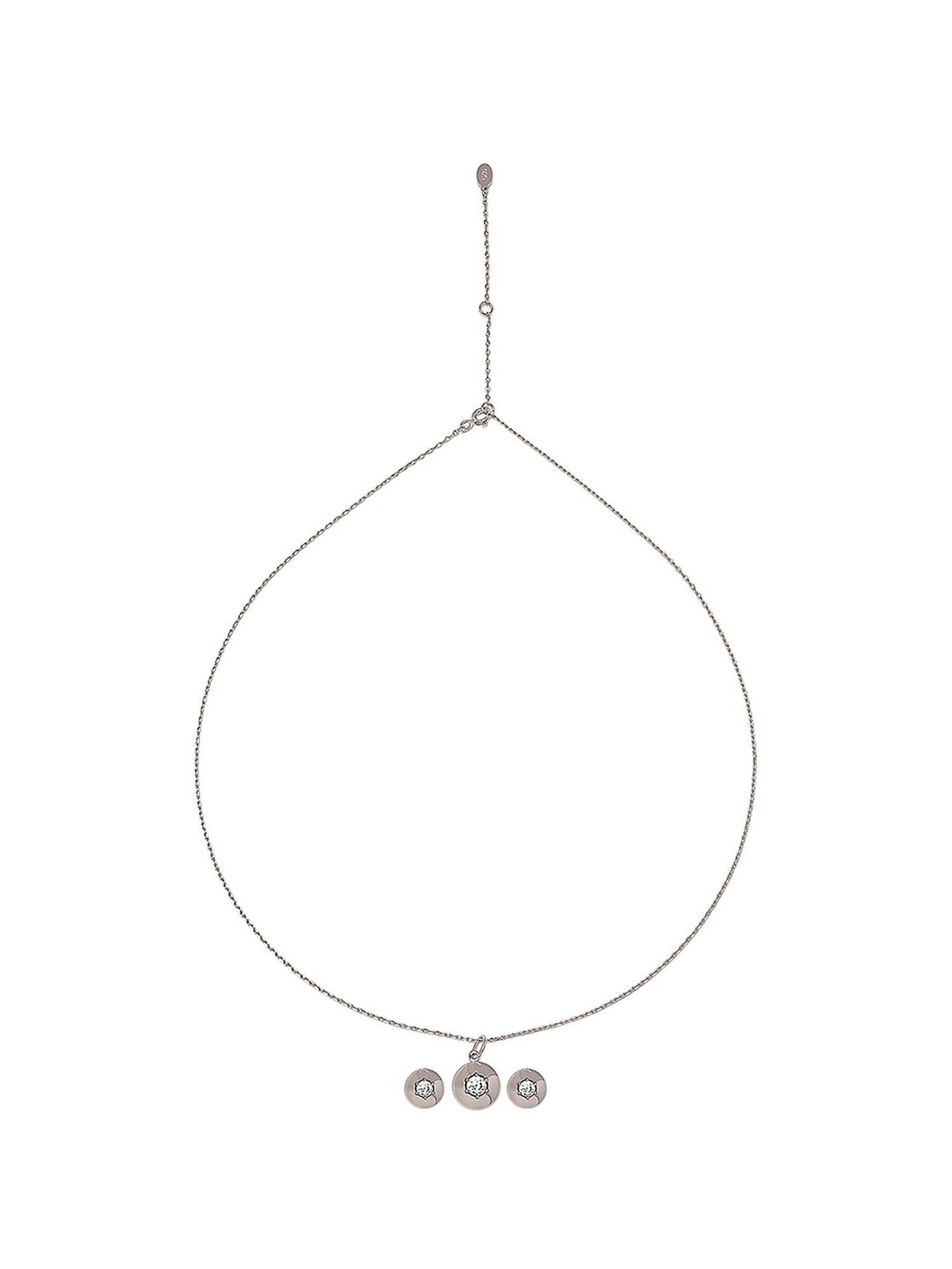 Silberry 92.5 Sterling Silver Round Illusion Pendant Set