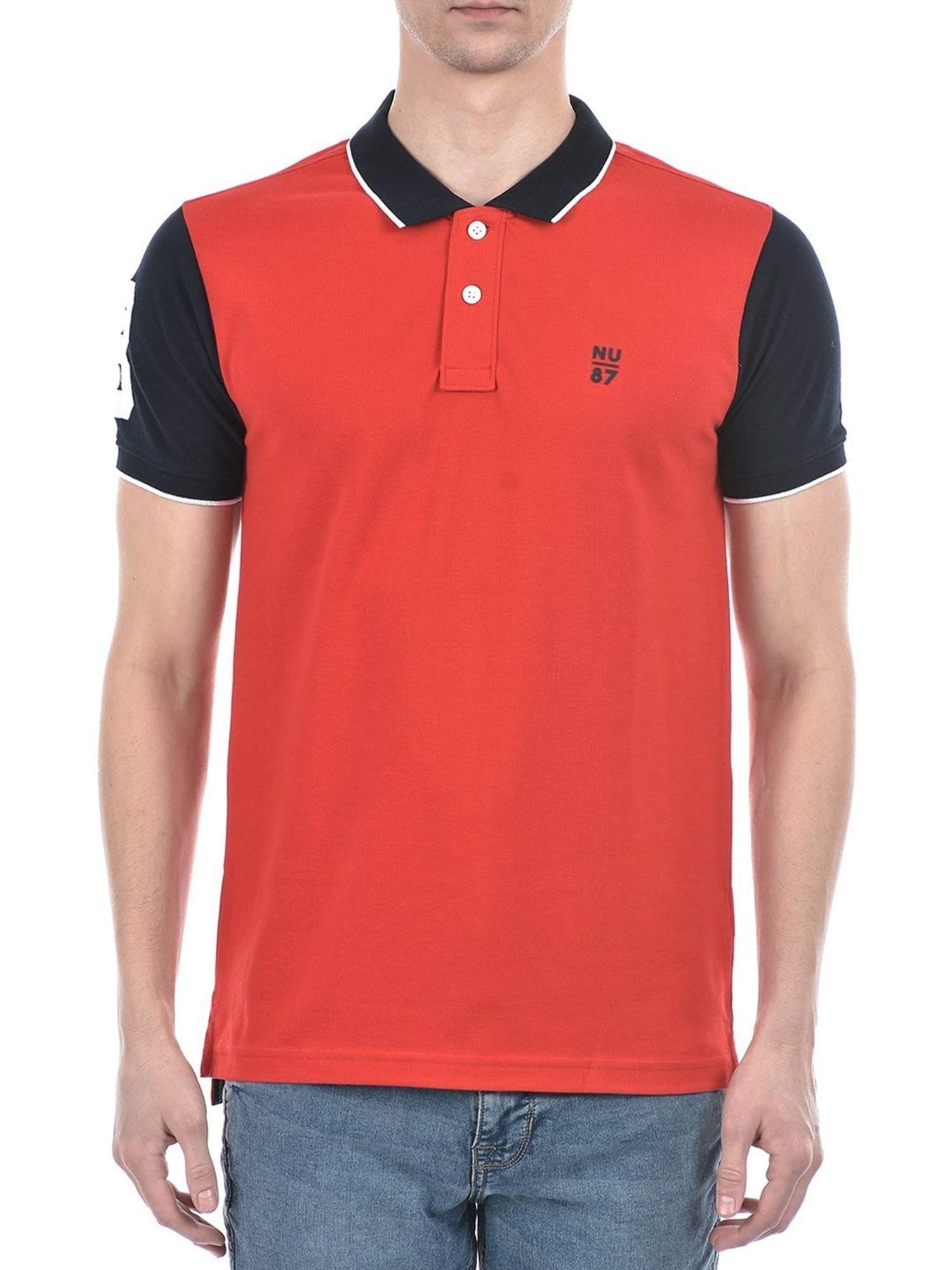 Numero Uno Red Cotton Slim Fit Polo T-Shirt