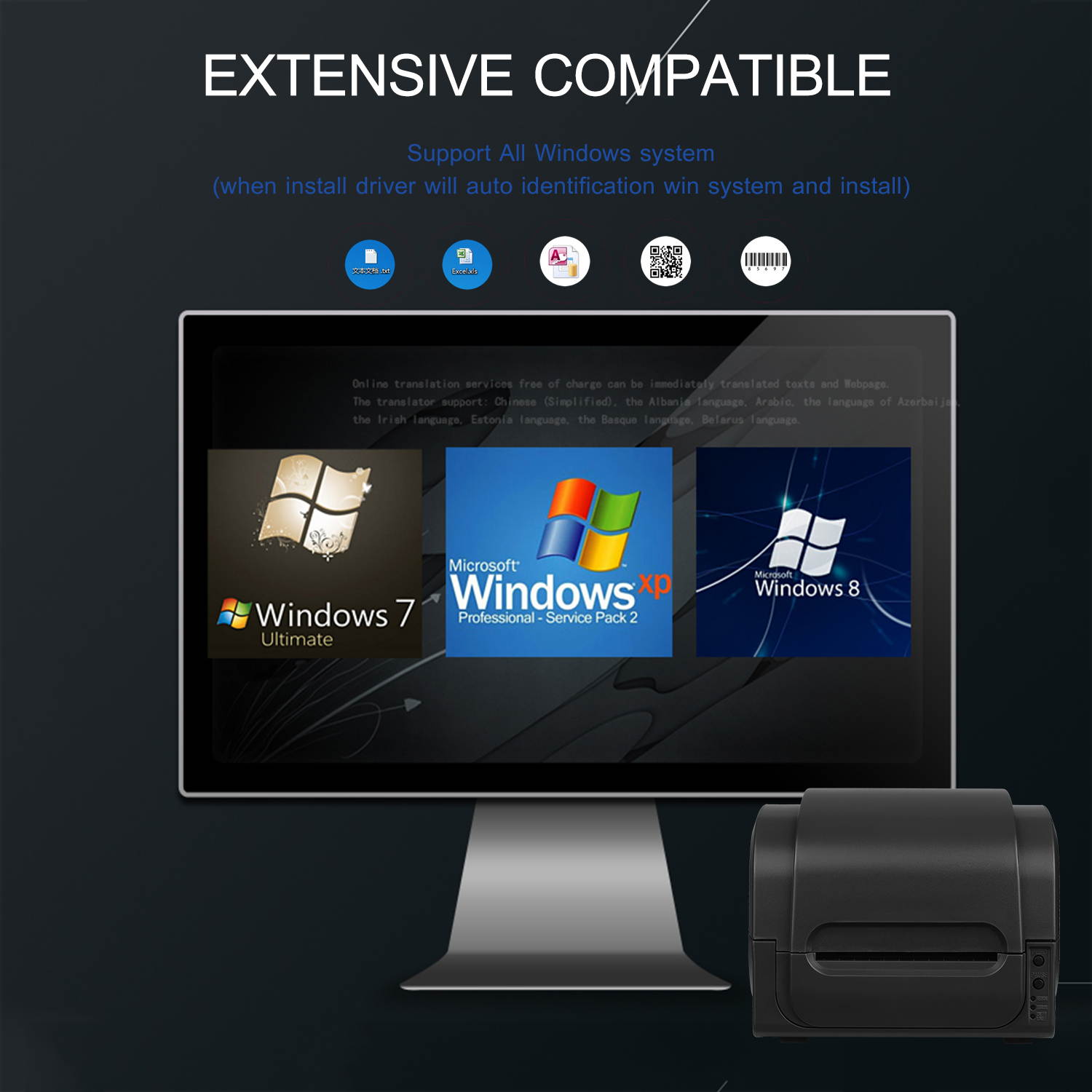 Desktop Label Printer Direct Thermal & Thermal Transfer 2-In-1 High Speed Printer 4in Width for Labeling Mailing Barcodes Tags and Wrist Bands USB Serial and Parallel Port Connectivity