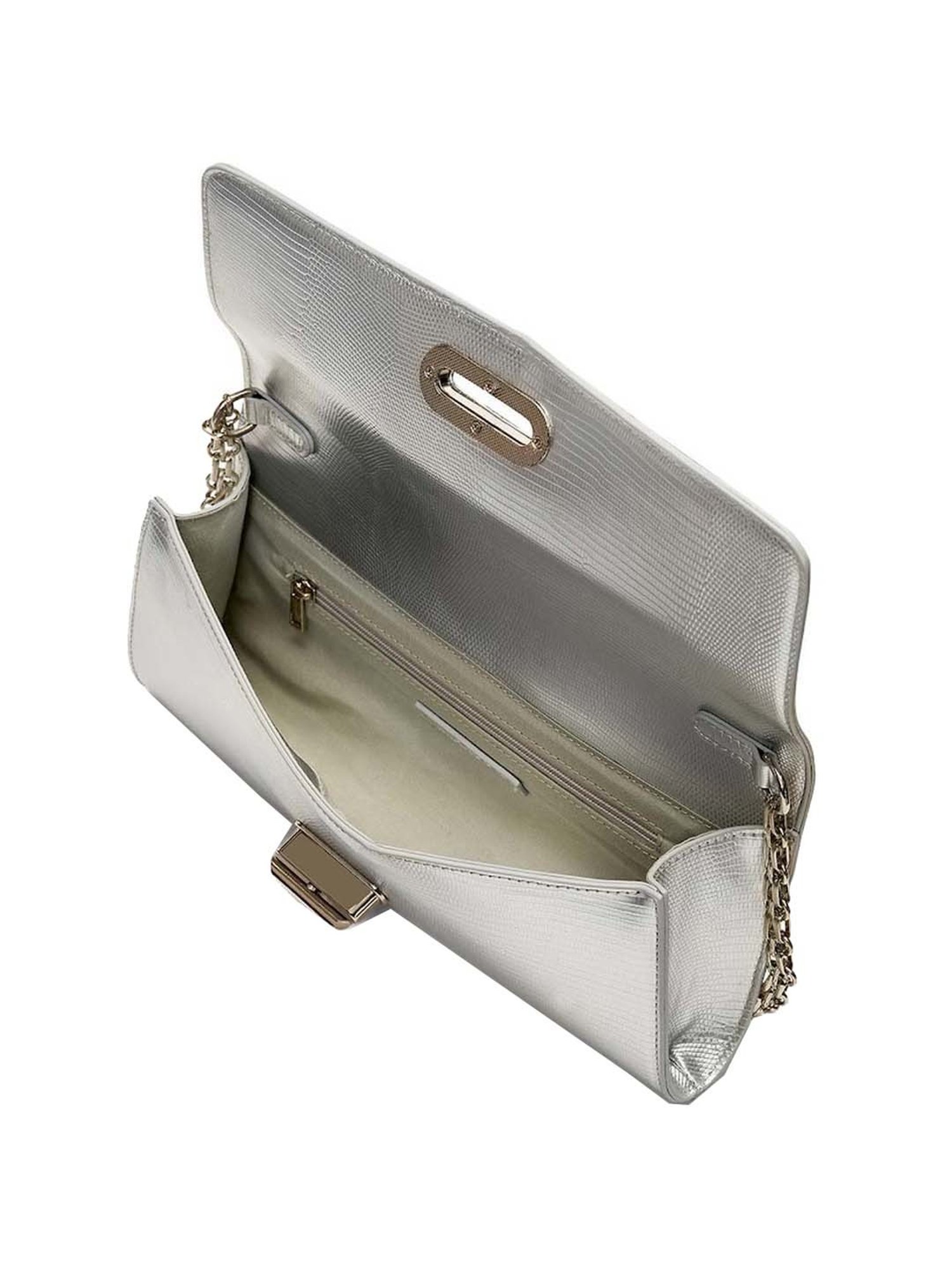 Miraggio Silver Textured Clutch