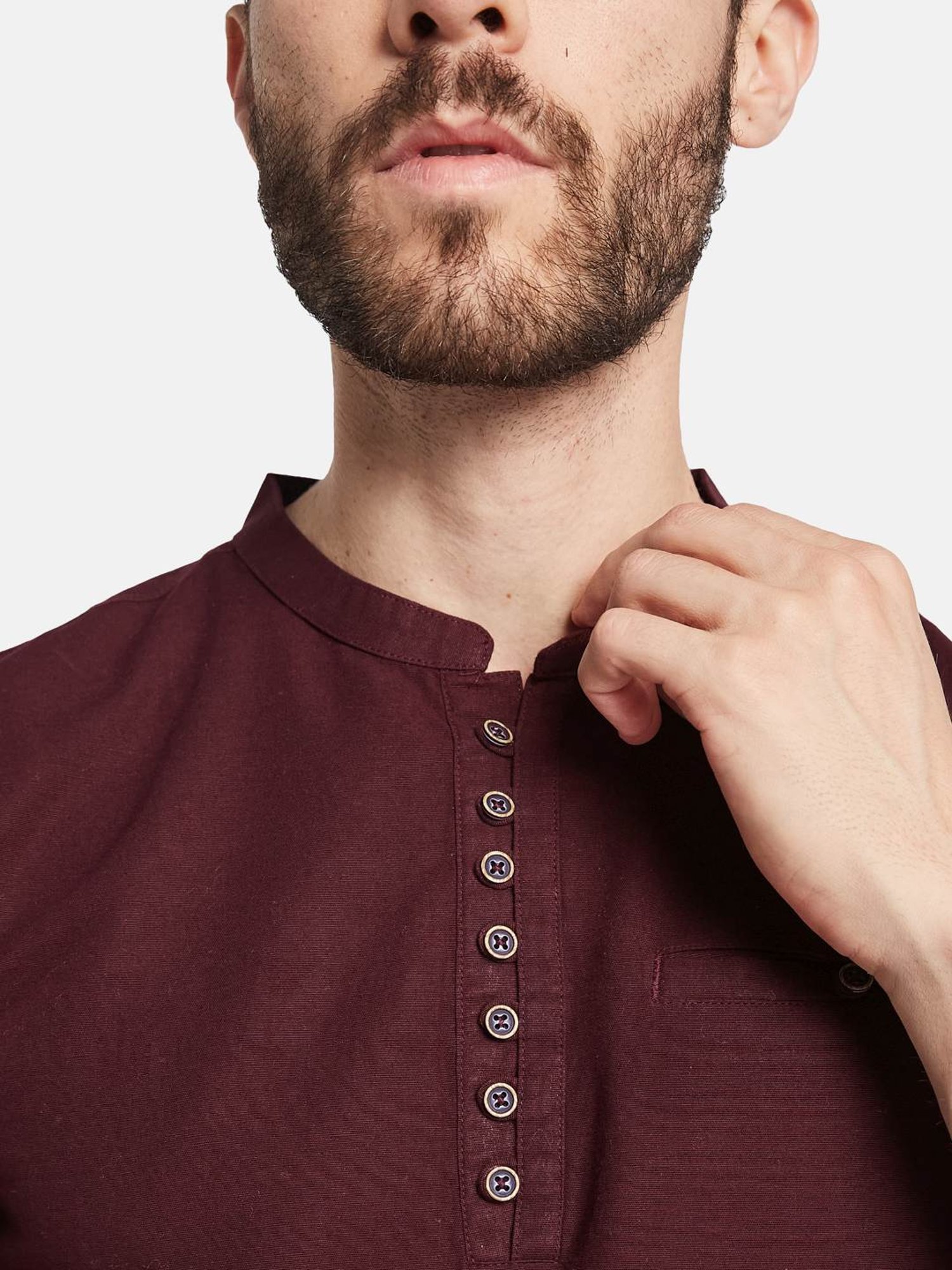 Octave Wine Regular Fit Henley T-Shirt