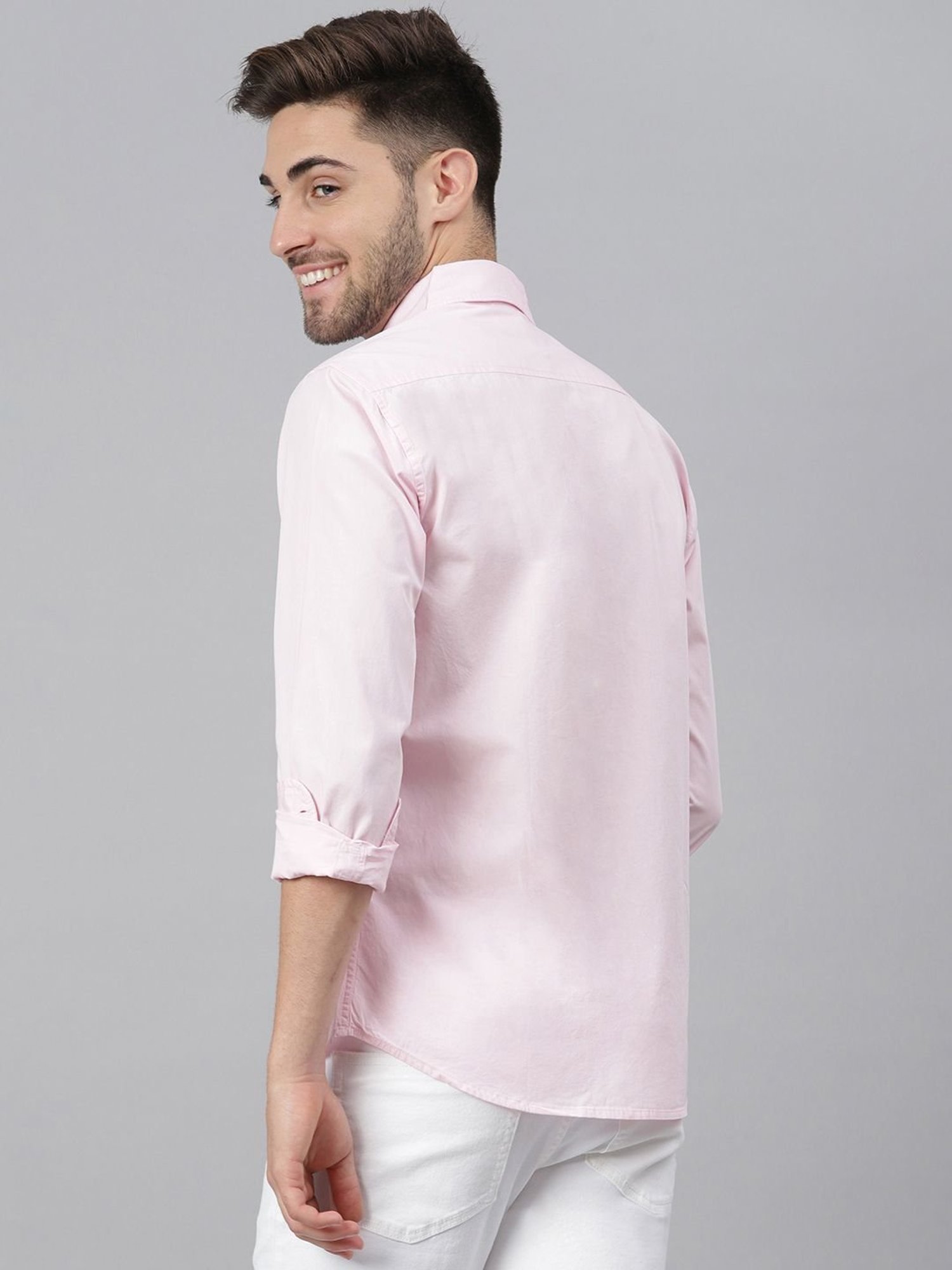 Dennis Lingo Pink Cotton Slim Fit Shirt