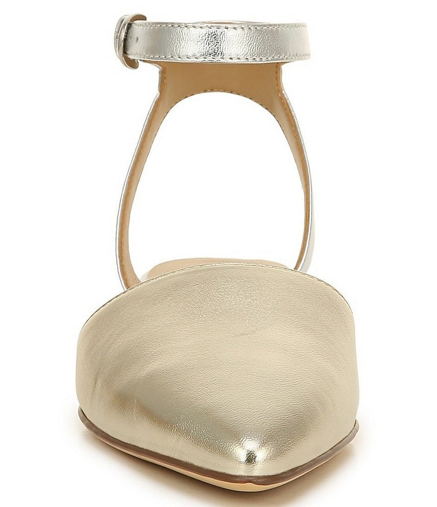 Naturalizer Hartley Ankle Strap Metallic Leather Pointed Toe Flats