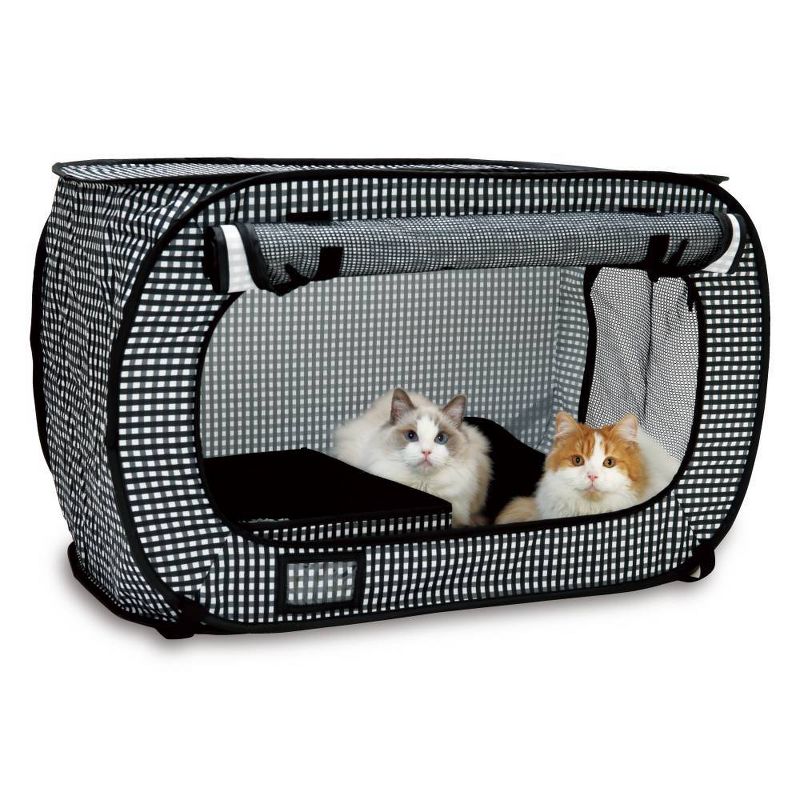 K&H Pet Products 3973 Extra Wide Outdoor Water Resistant Heated Kitty House with 2 Door Flaps Safe Escape For Feral and Outdoor Cats, Olive