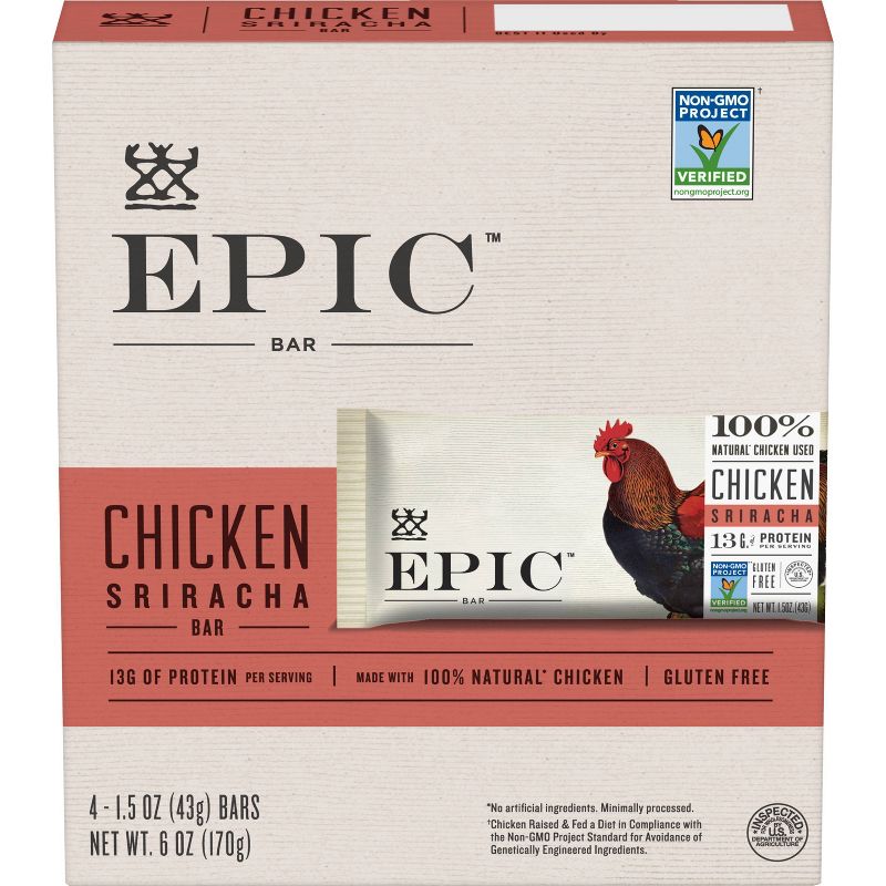 EPIC Chicken Sriracha Nutrition Bar - 6oz 4ct
