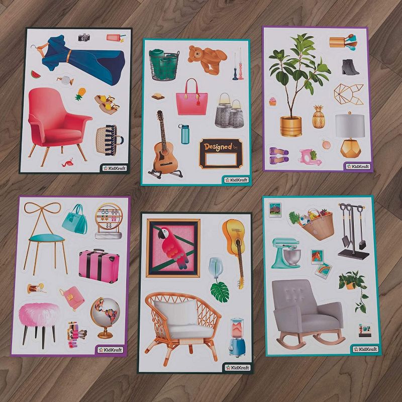 KidKraft KDK-10154 Designed by Me Magnetic Makeover Dollhouse with Storage, 3D Magnets, Magnetic Accessories, Wallpaper, and Furniture, Multicolor