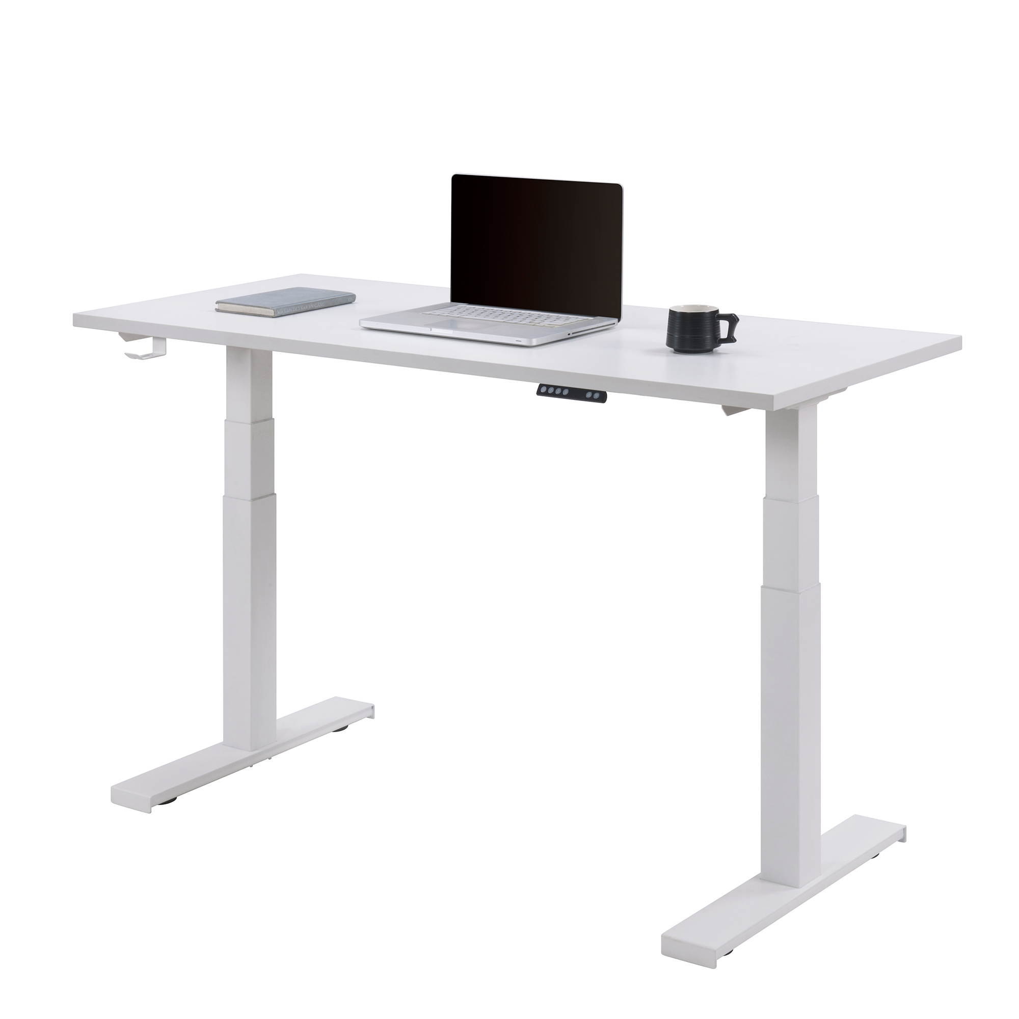 Home Office Desk, SEGMART Computer Gaming Desk, Height Adjustable Electric Standing Desk, Electric Standing Desk Tabletop with Headphone Hook, Stand Up Table for Home Office, 59" x 23.6", White, R031