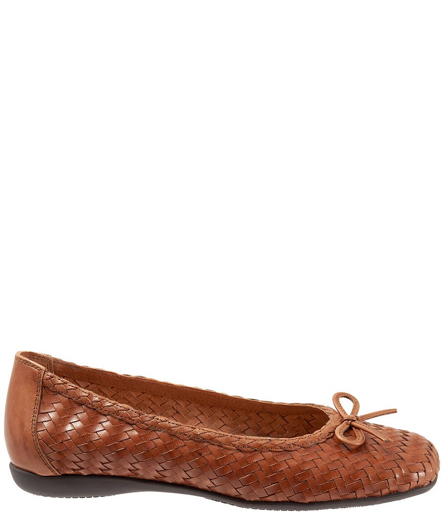 Trotters Gillian Woven Leather Bow Detail Ballet Flats