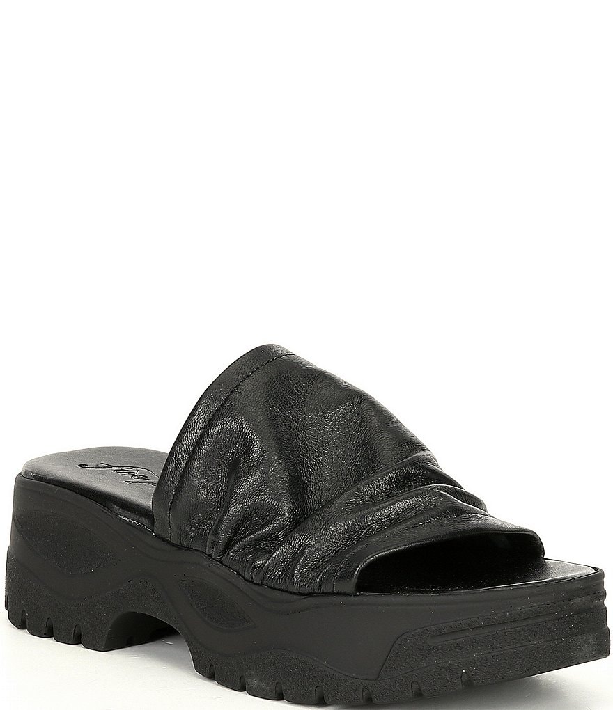 Free People Poolslide Sporty Scrunch Leather Platform Sandals