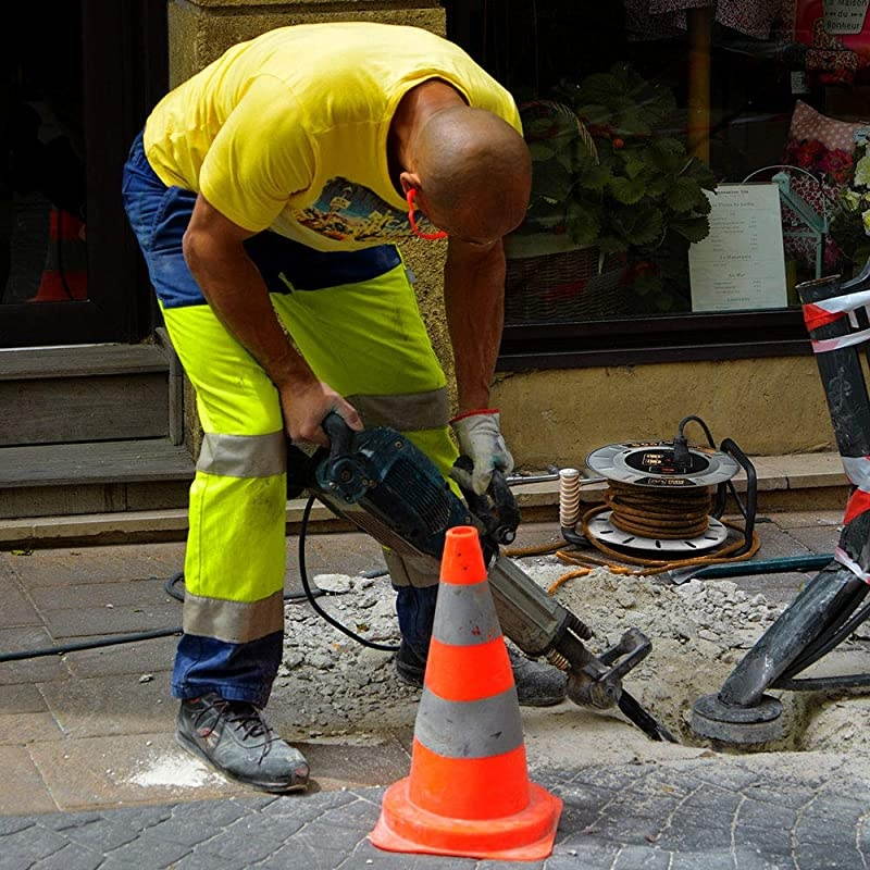 Heavy Duty Metal Cord Reel with 4120V 15amp Integrated Outlets and 12 Gauge High Visibility Cord 1ft Cord Store