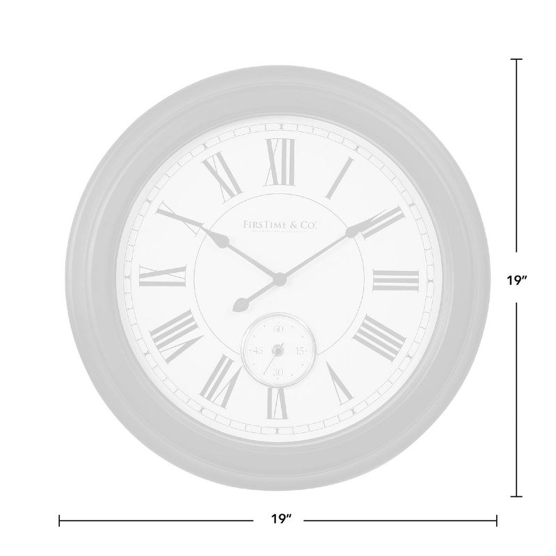19" Everett Wall Clock Satin Black/White - FirsTime