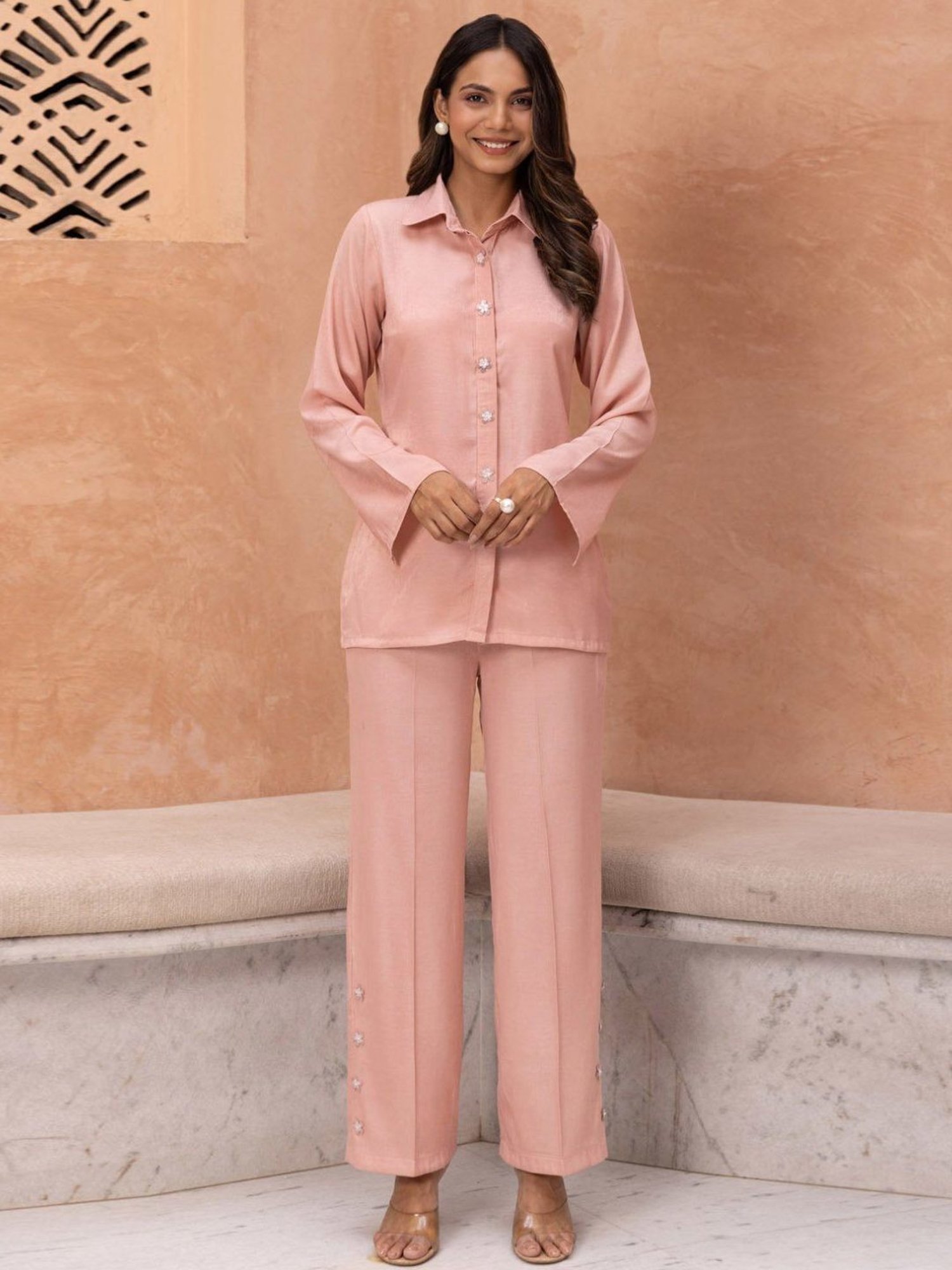 BInfinite Peach Salmon Embellished Coords-Set