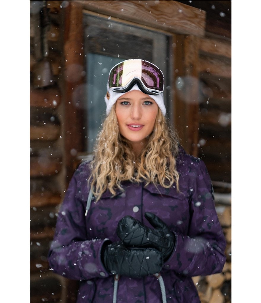 Obermeyer Celestia Hooded Stand Collar Long Sleeve Camouflage Print Ski Jacket