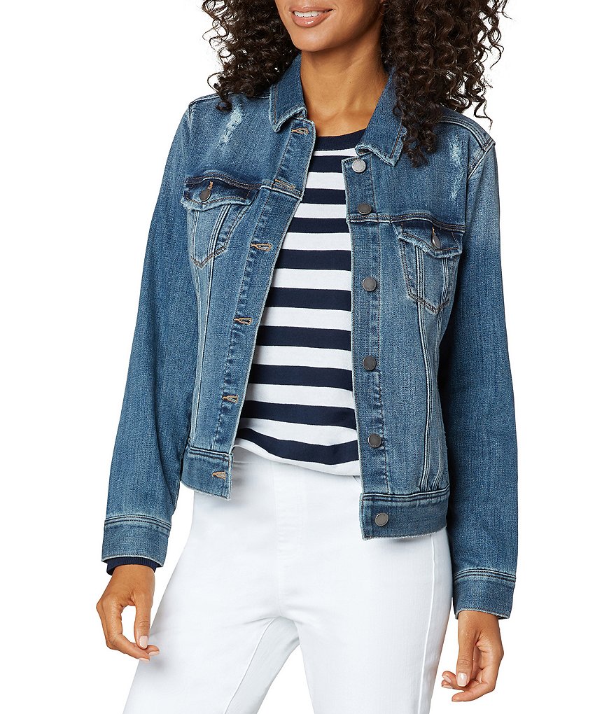 Liverpool Los Angeles Classic Denim Button Front Long Sleeve Jean Jacket