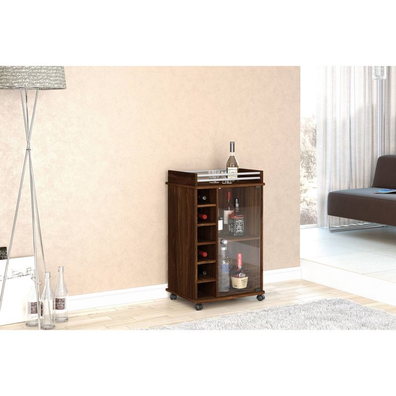 Newport Bar Cabinet w/Glass Door Dark Brown - Chique