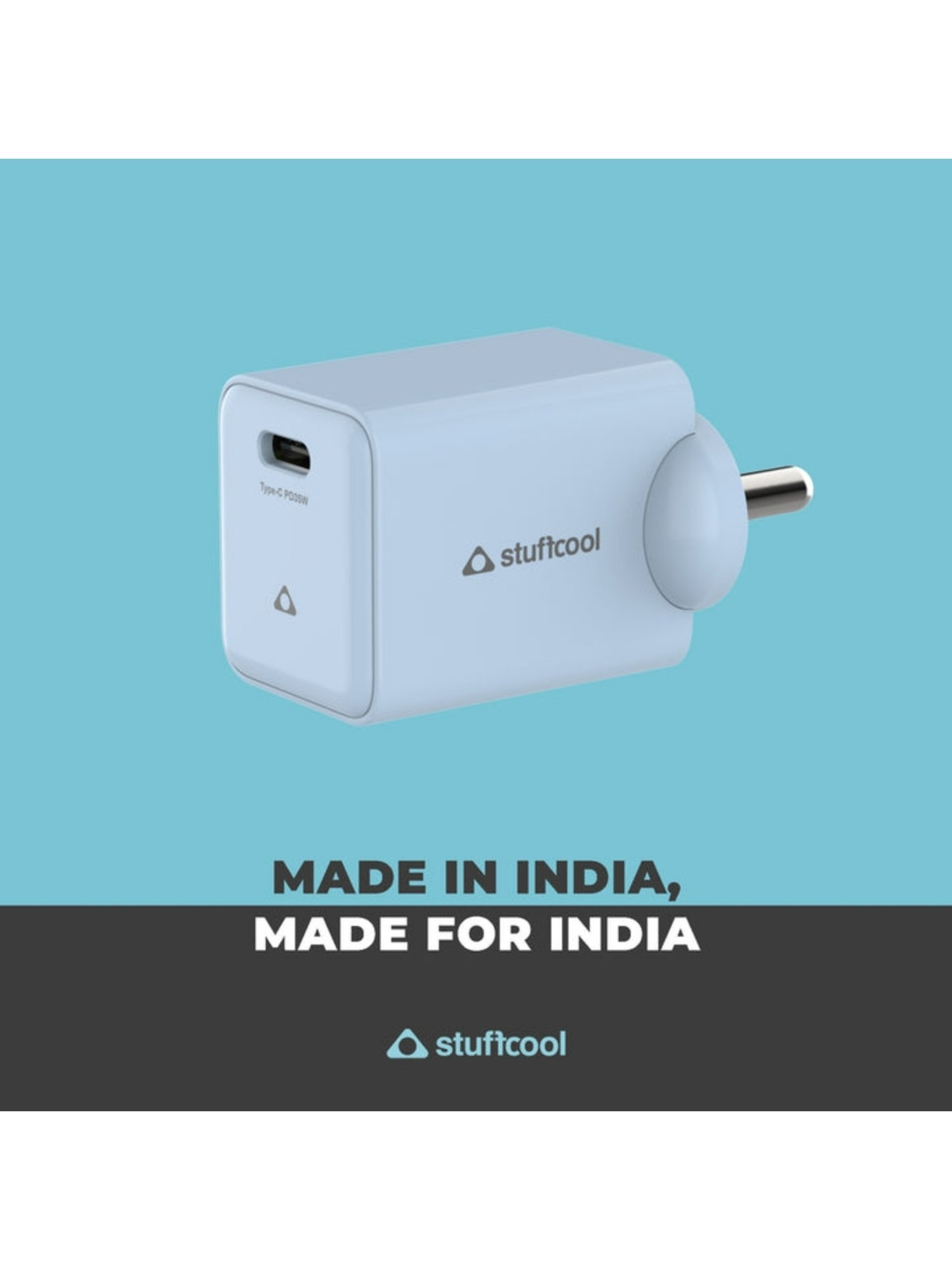 Stuffcool Pico Pro 35W GaN Single Type C Wall Charger Supports Samsung Super Fast Charging (Blue)